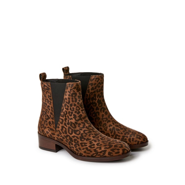 Bottines léopard en cuir mélangé