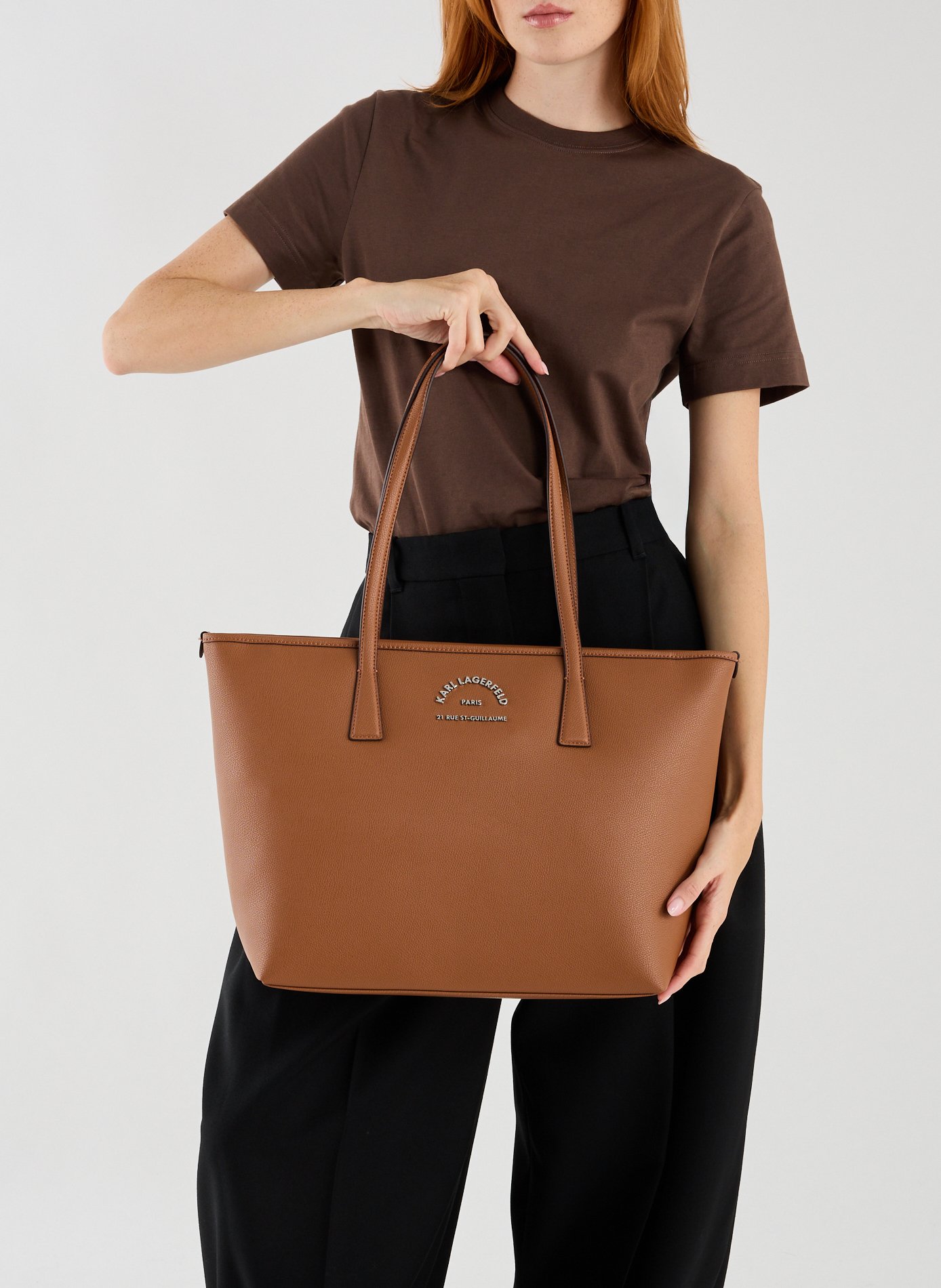 Logo handbag KARL LAGERFELD Brown