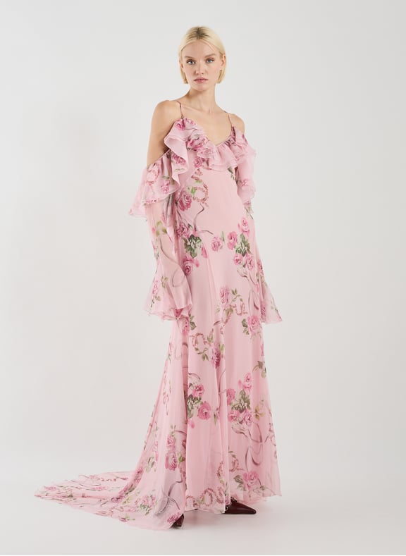 Long silk printed dress Pink by BLUMARINE BLUMARINE Long silk printed dress Pink