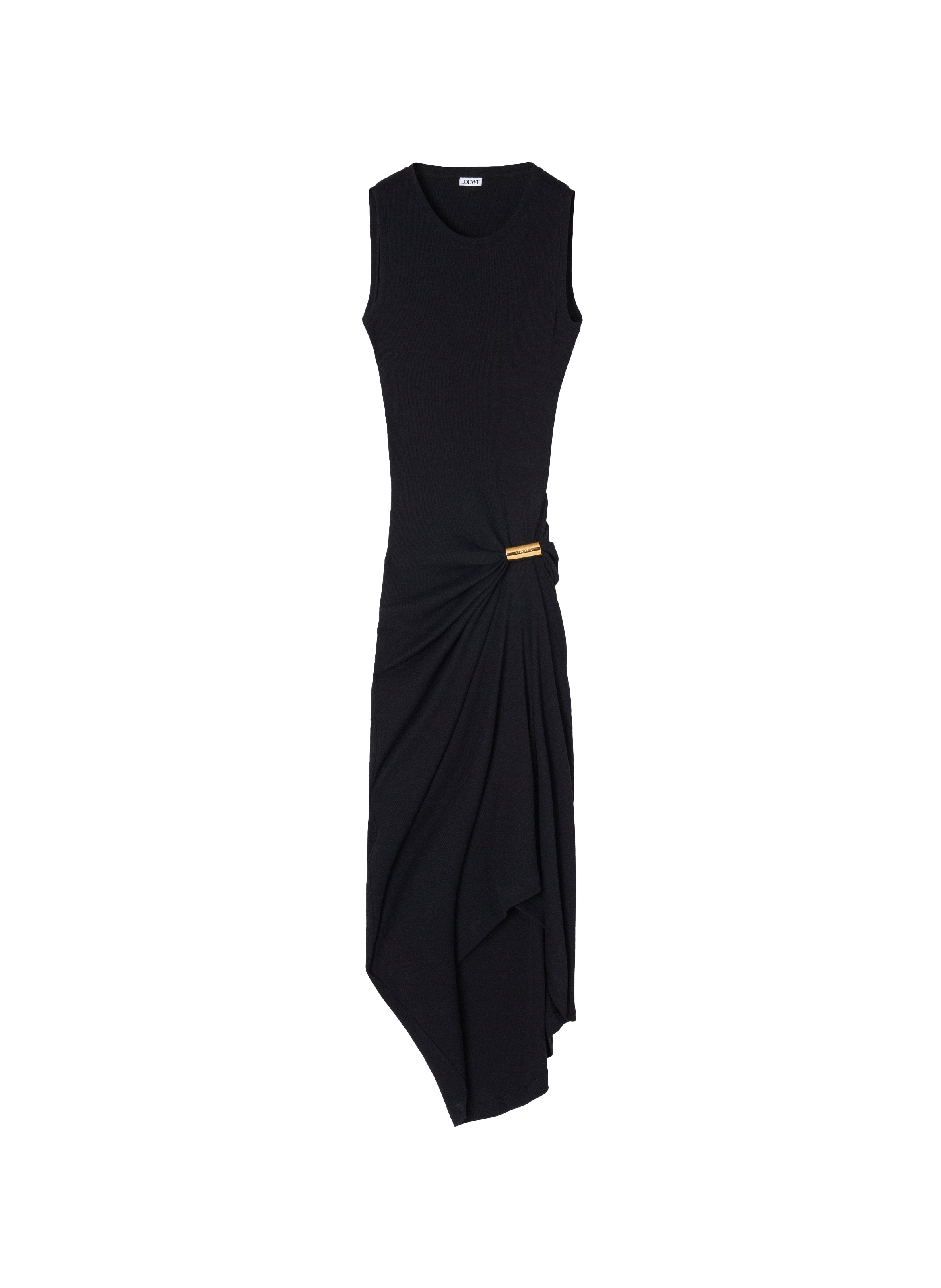 Sleeveless dress with mixed cotton ornament LOEWE Black