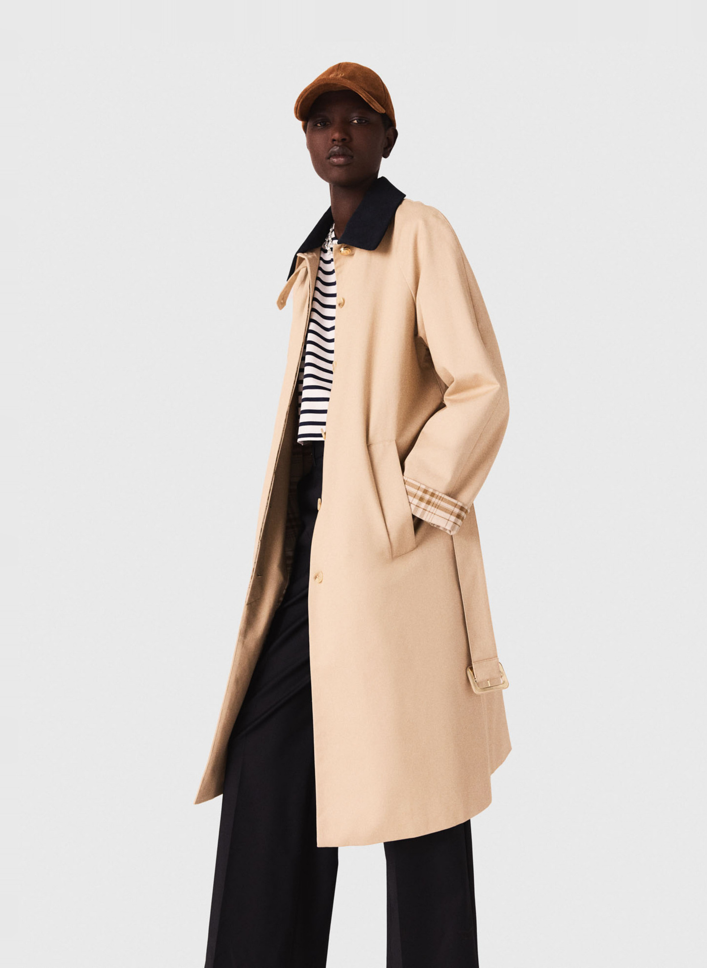 Trench col classique en coton MAJE Beige
