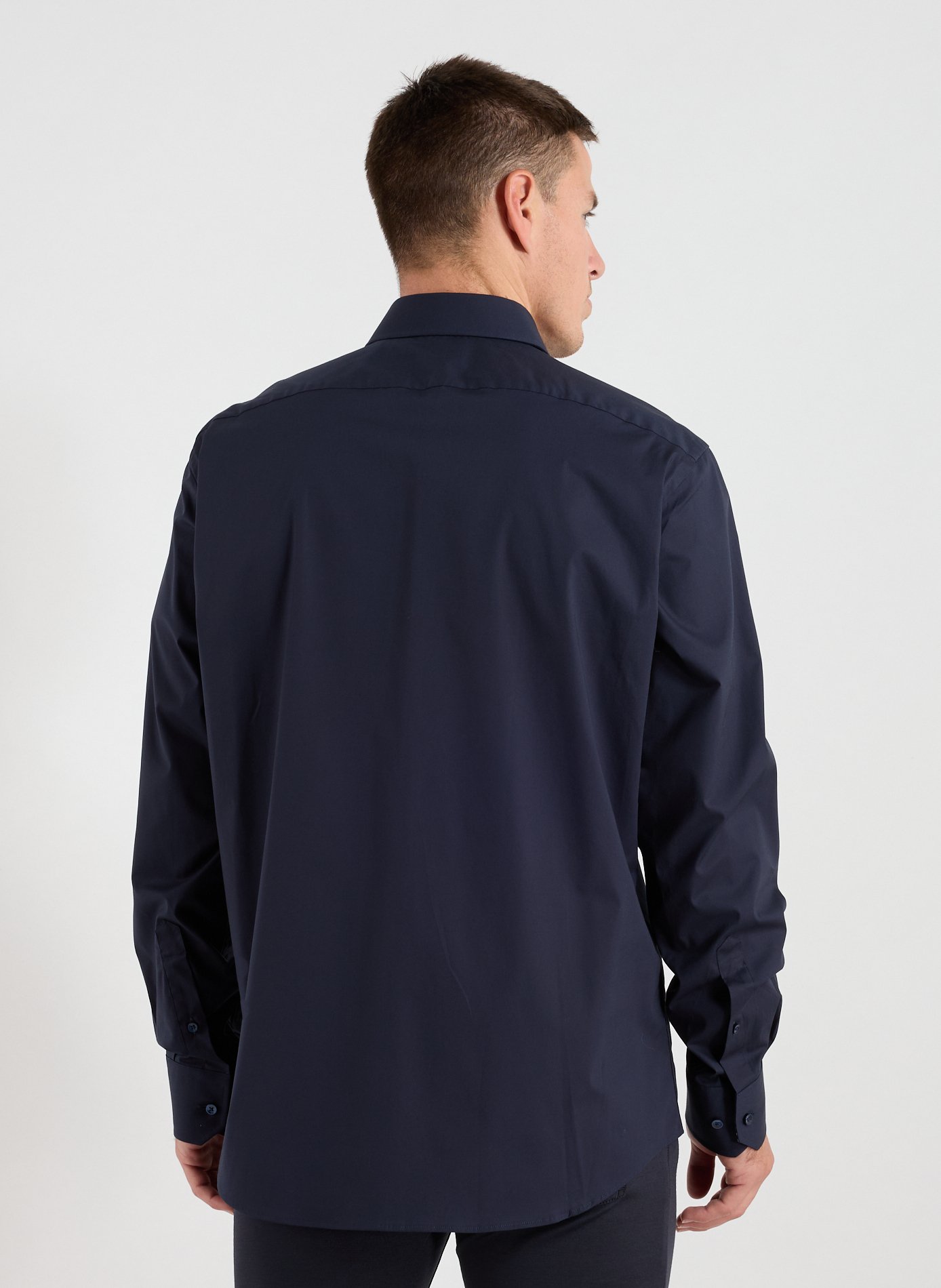 Chemise droite en coton mélangé BOSS Bleu