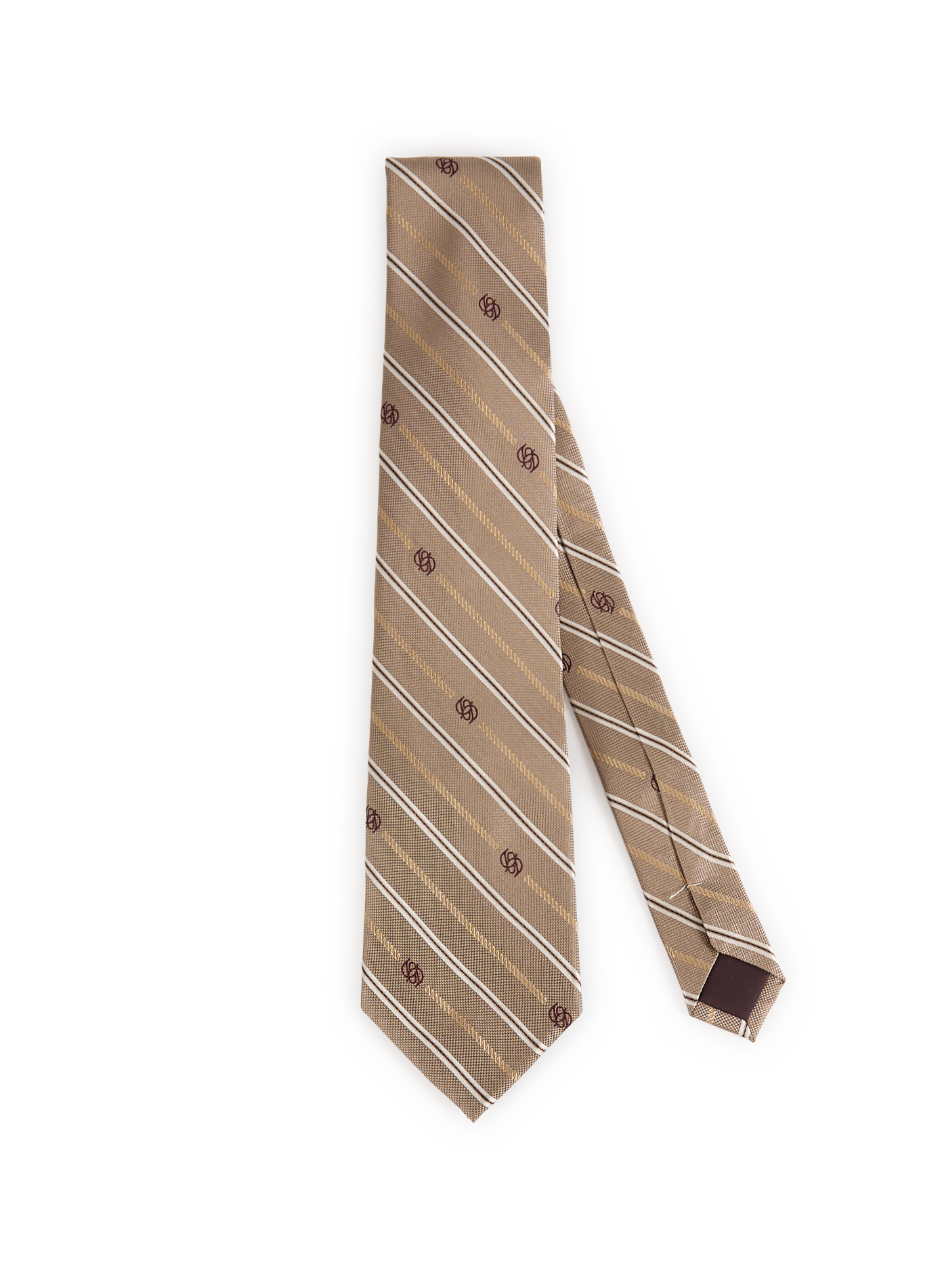 DROLE DE MONSIEUR Striped silk tie Beige
