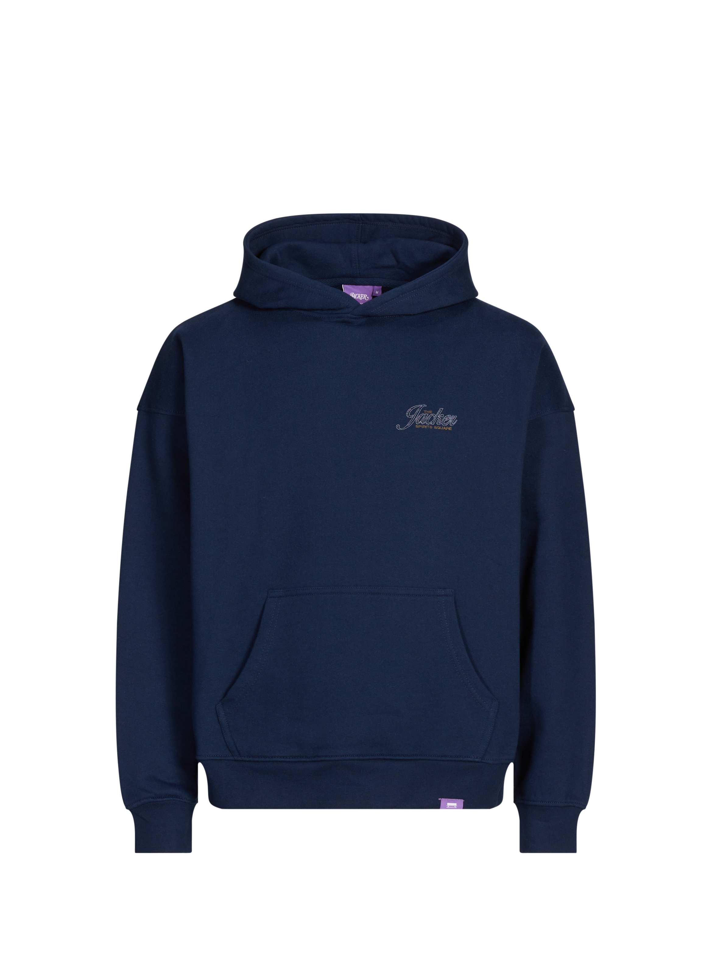 JACKER. Sweat droit à capuche en coton  Bleu