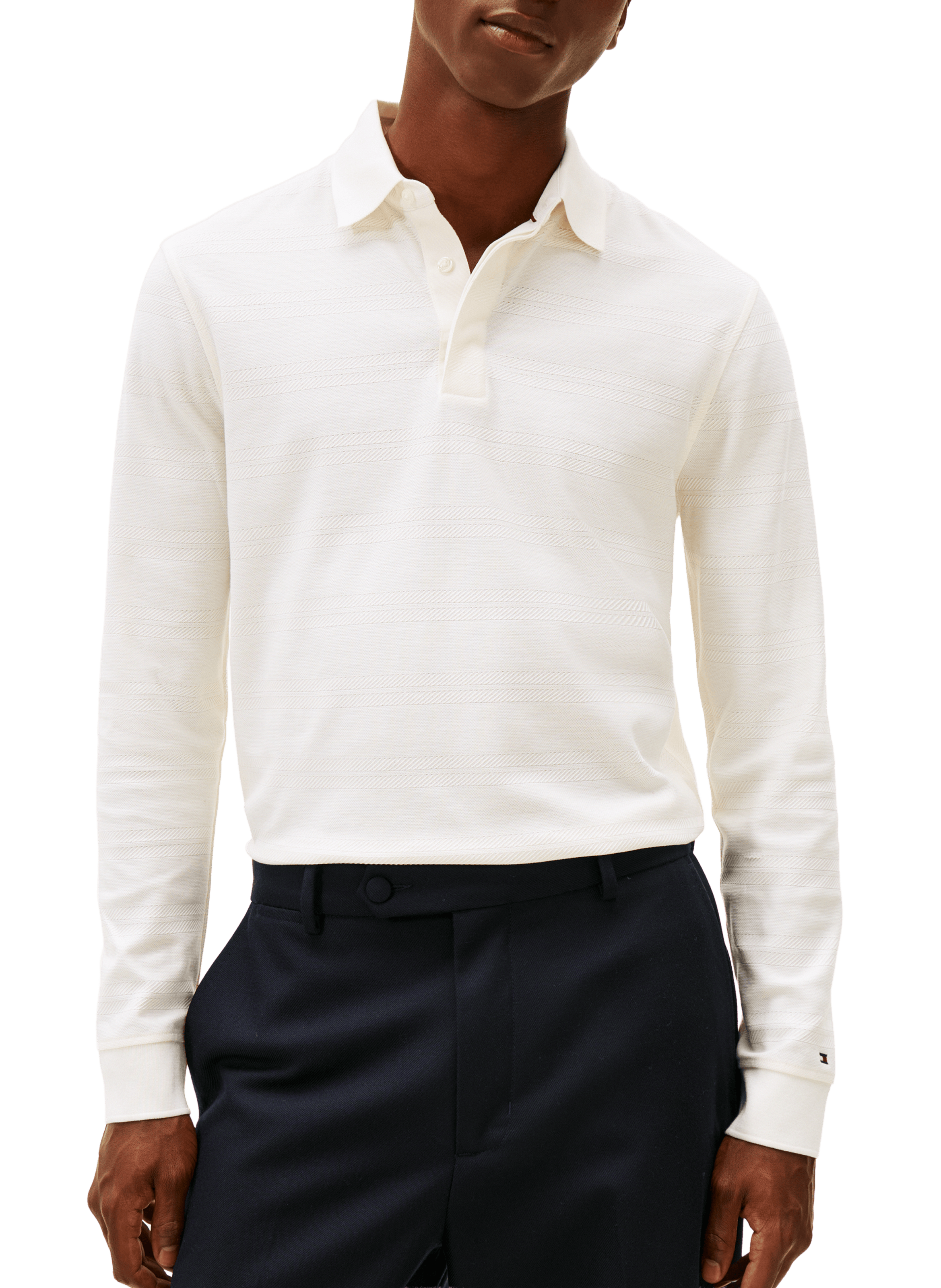 Long-sleeved cotton polo with details TOMMY HILFIGER Beige