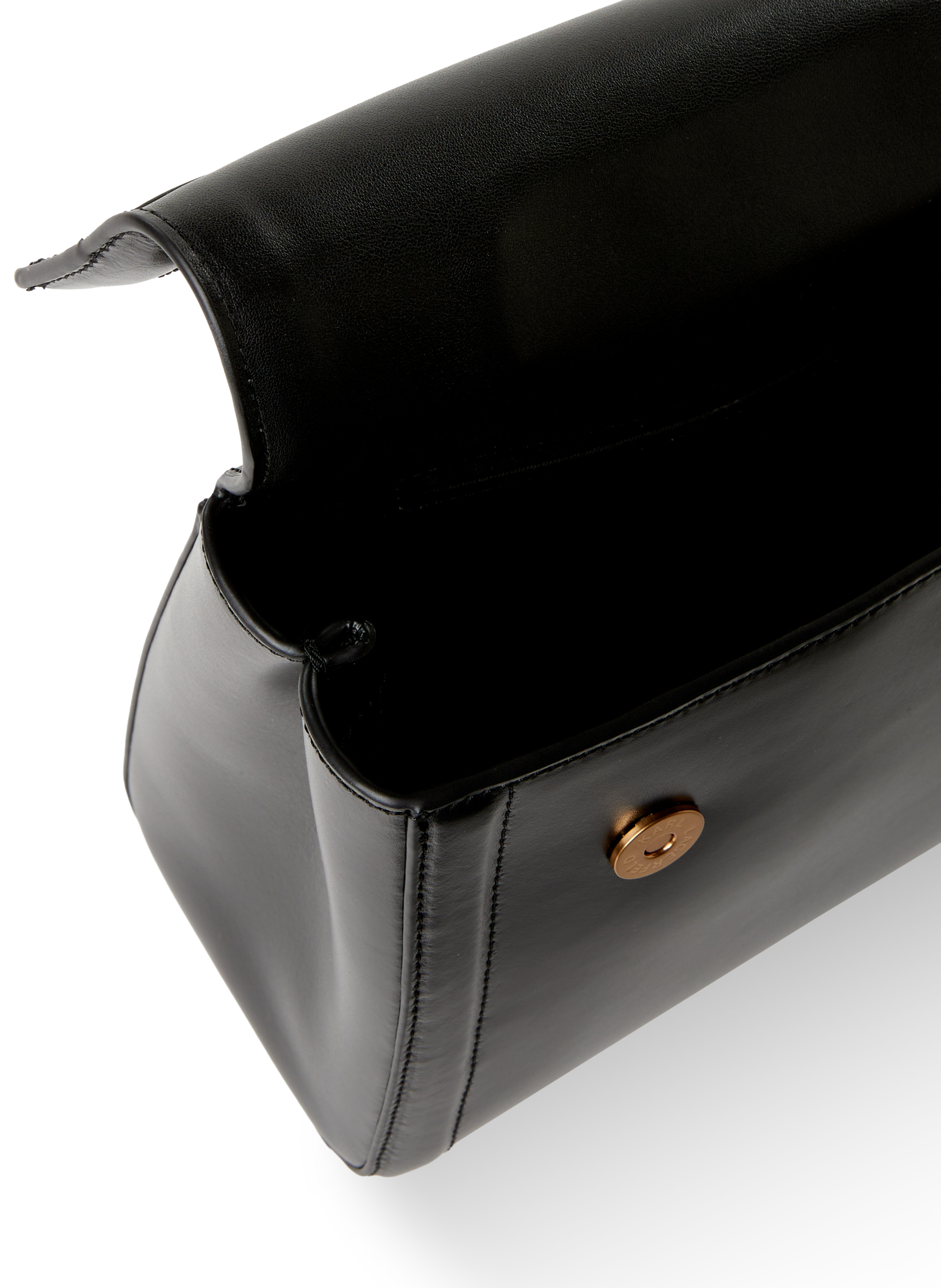 Sac à main uni en cuir KARL LAGERFELD Noir