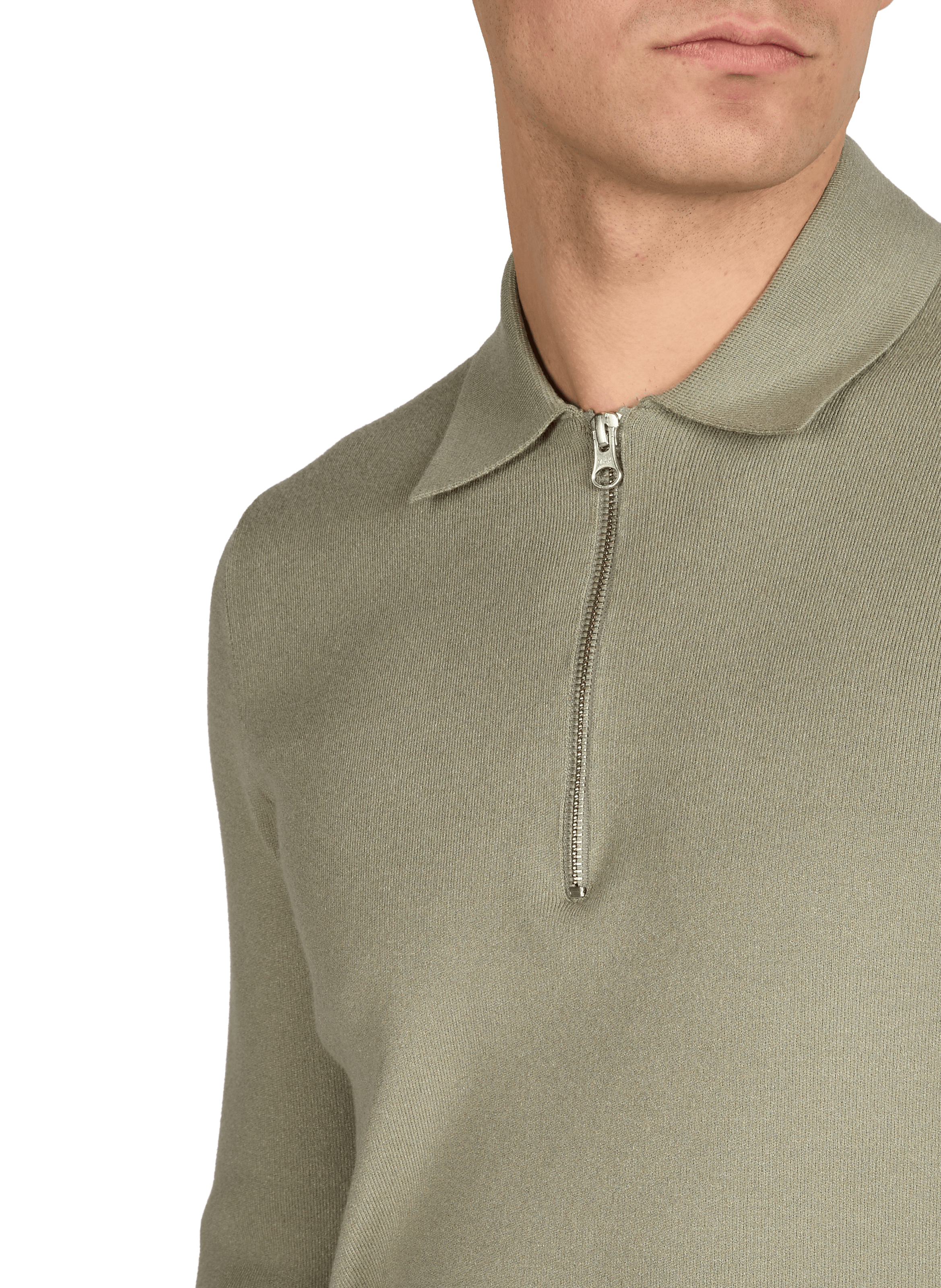 Pull uni à col plat et zippé SAMSOE SAMSOE Vert