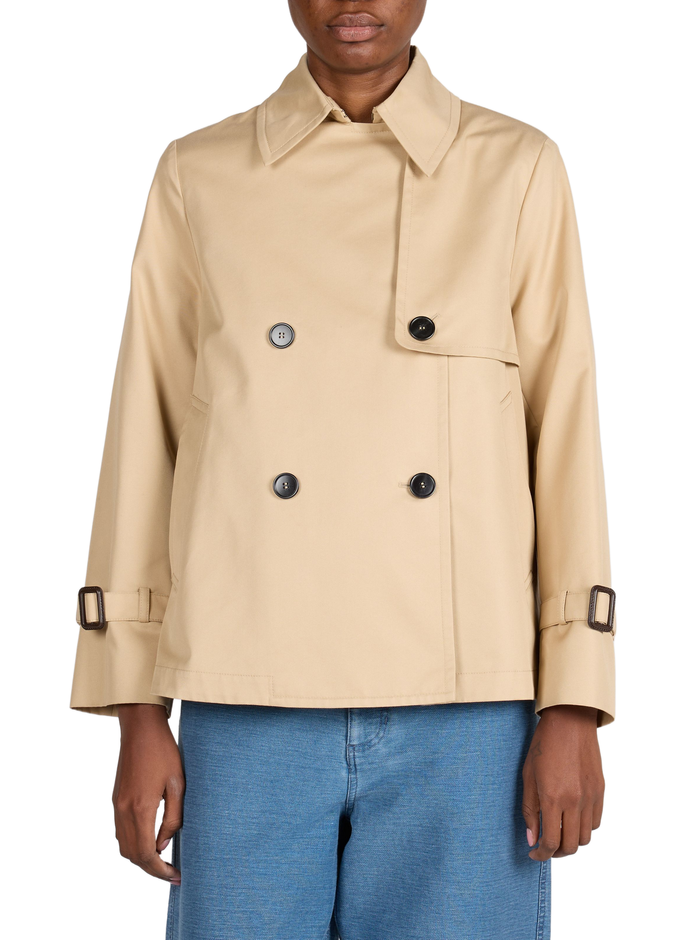 Flared plain mixed cotton raincoat WEEK END Beige