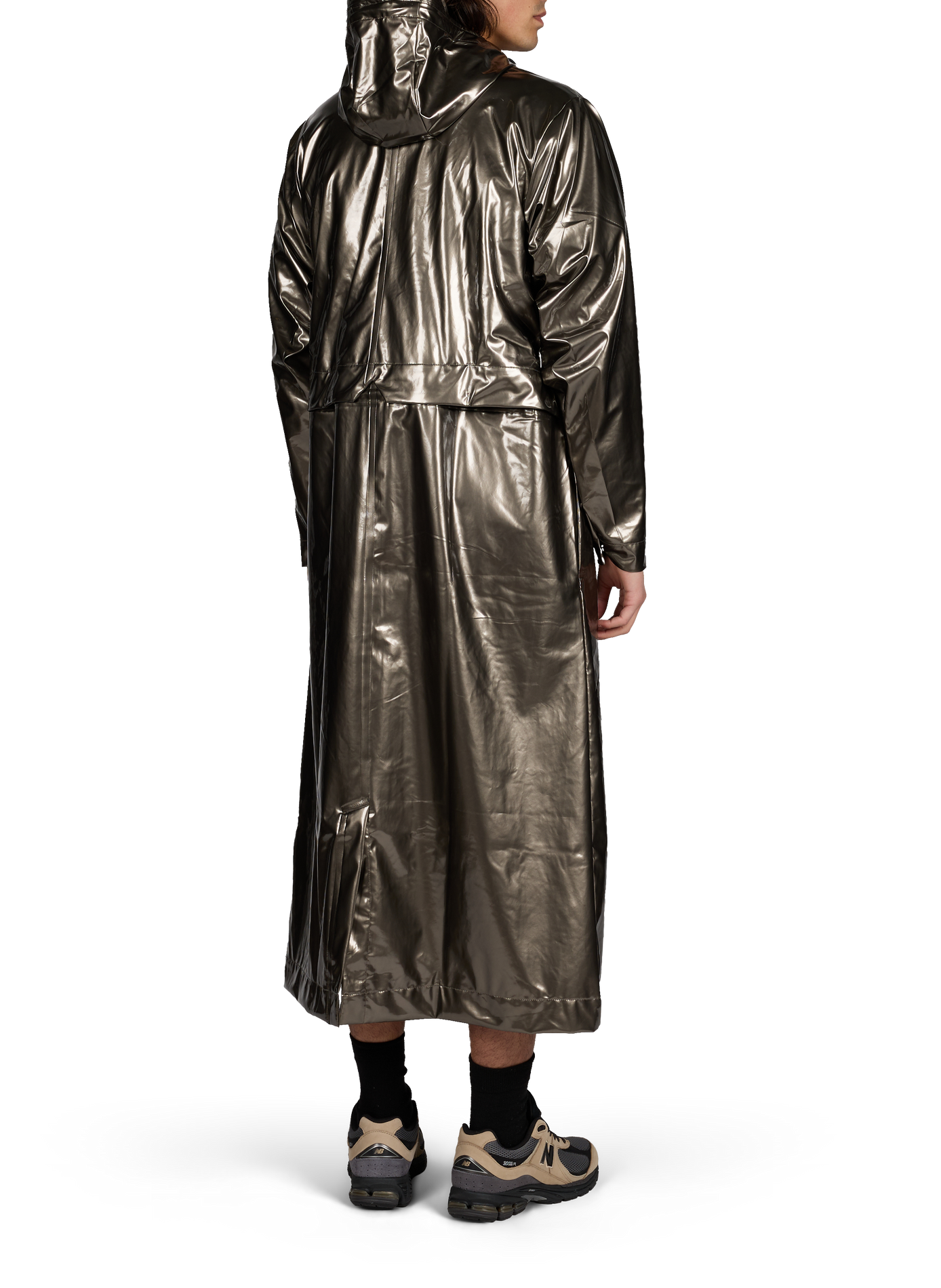 Veste de pluie longue à capuche RAINS Argent
