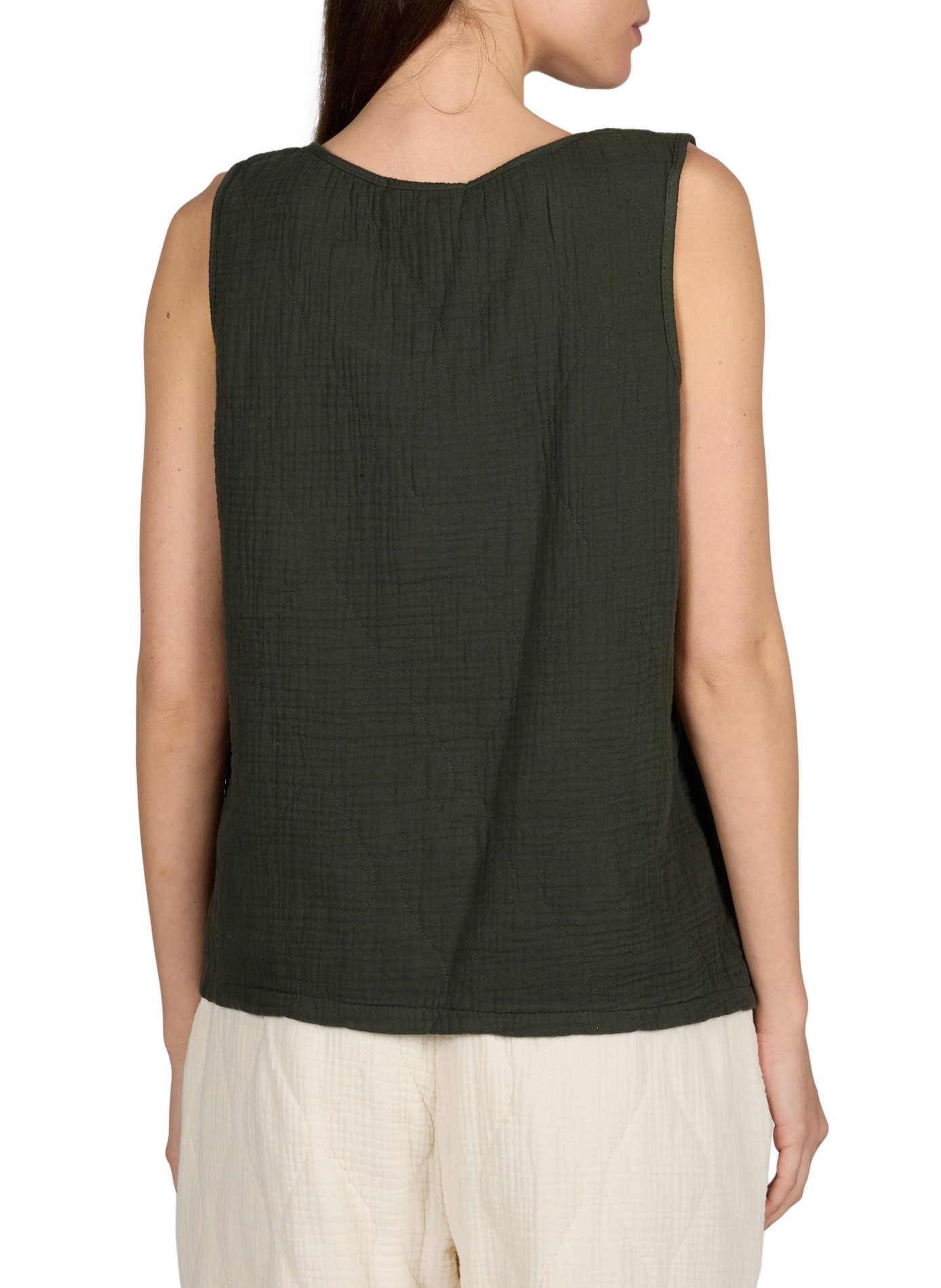 Débardeur Miami à col rond en coton matelassé AOKYANOS Kaki