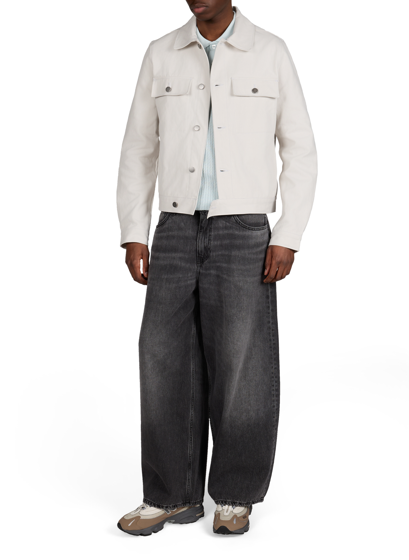 Jeans Lyon large délavé en coton WON HUNDRED Noir