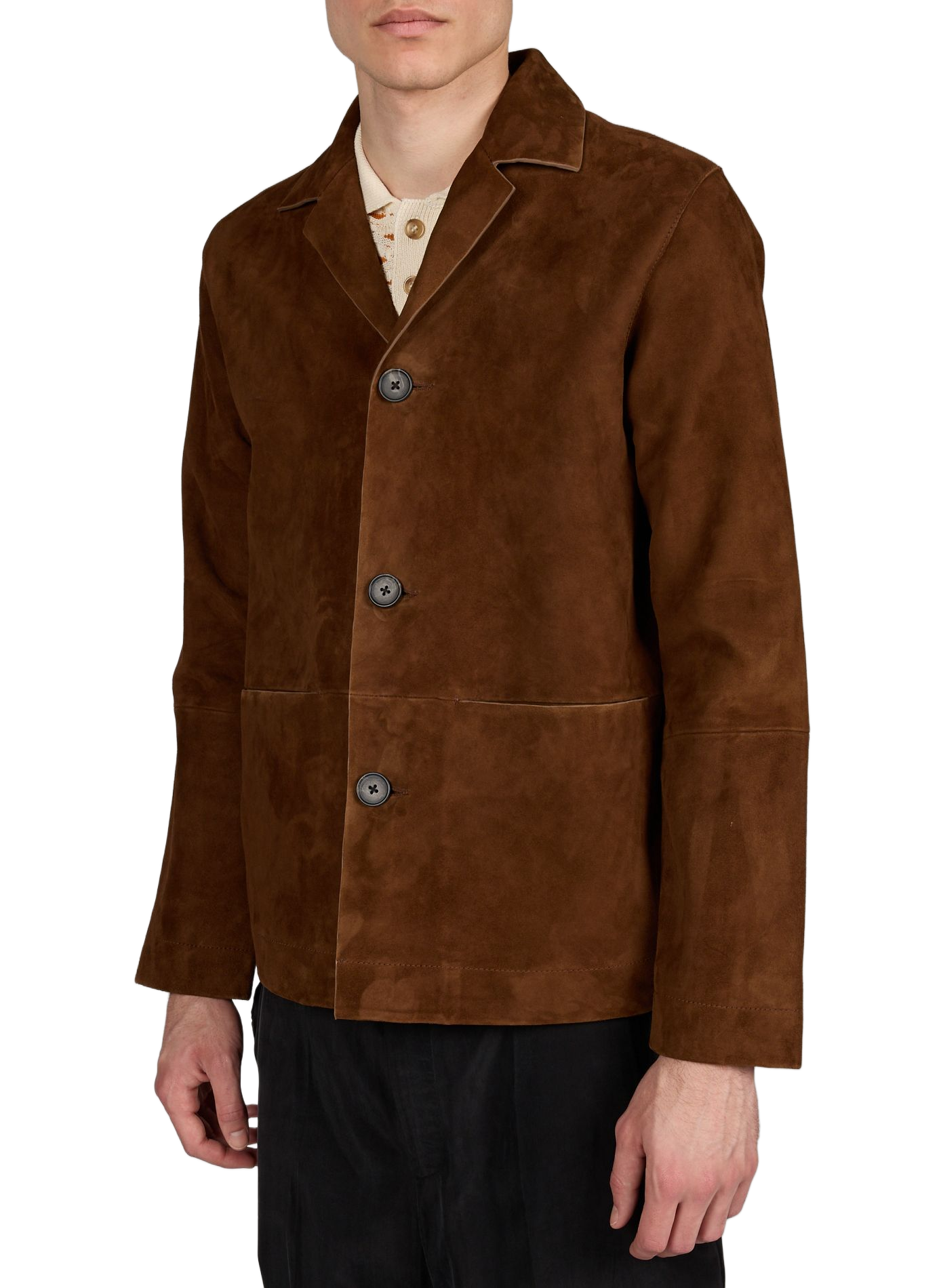 Suede blazer with lapel collar SAISON 1865 Brown