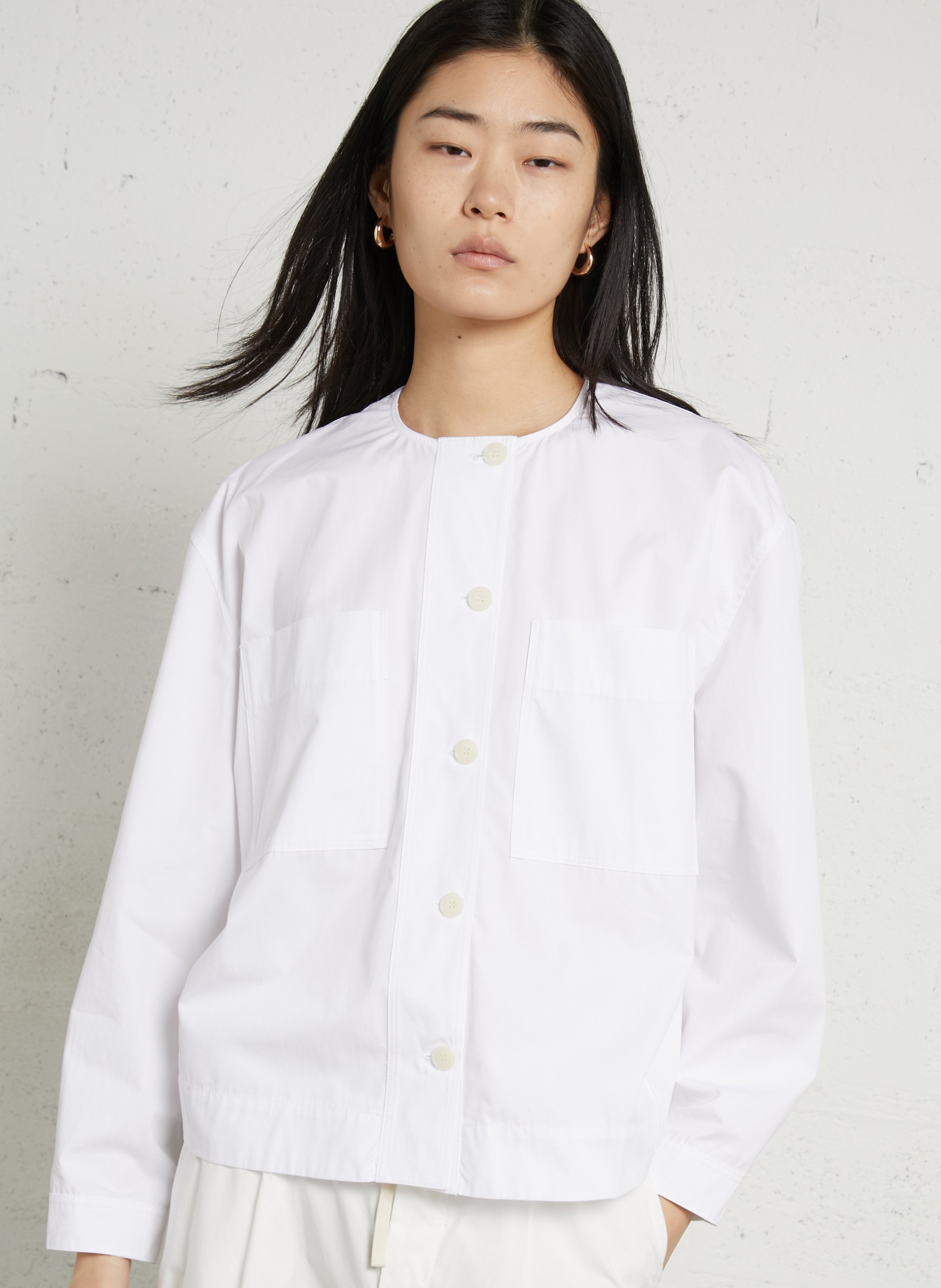 Chemise droite col rond en coton hortense SOEUR Blanc
