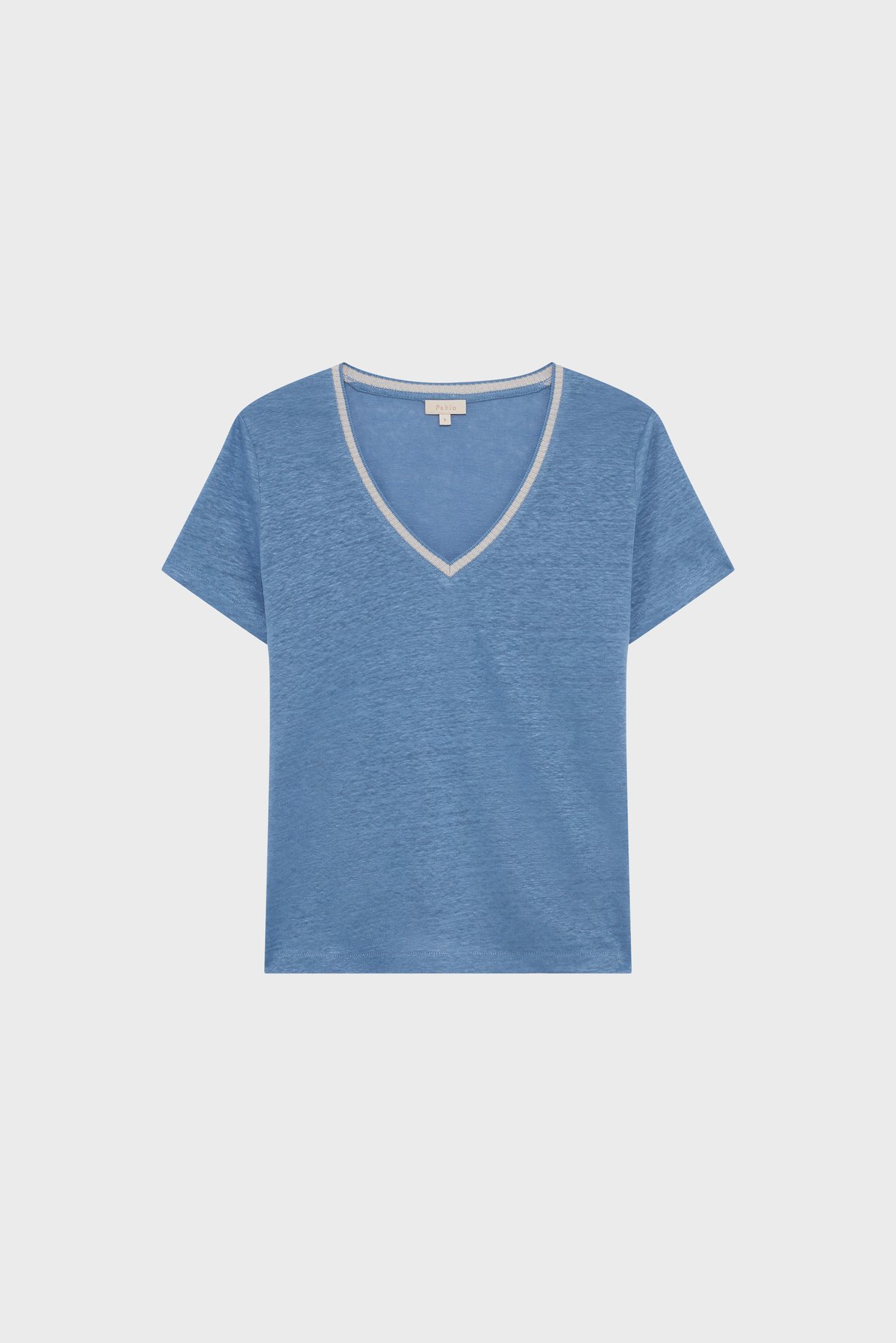 T-shirt v en lin et lurex - tinael PABLO Bleu