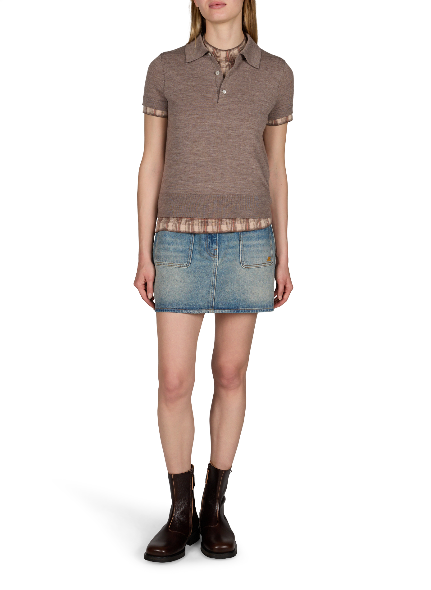 Mini jupe en denim de coton COURRÈGES Bleu