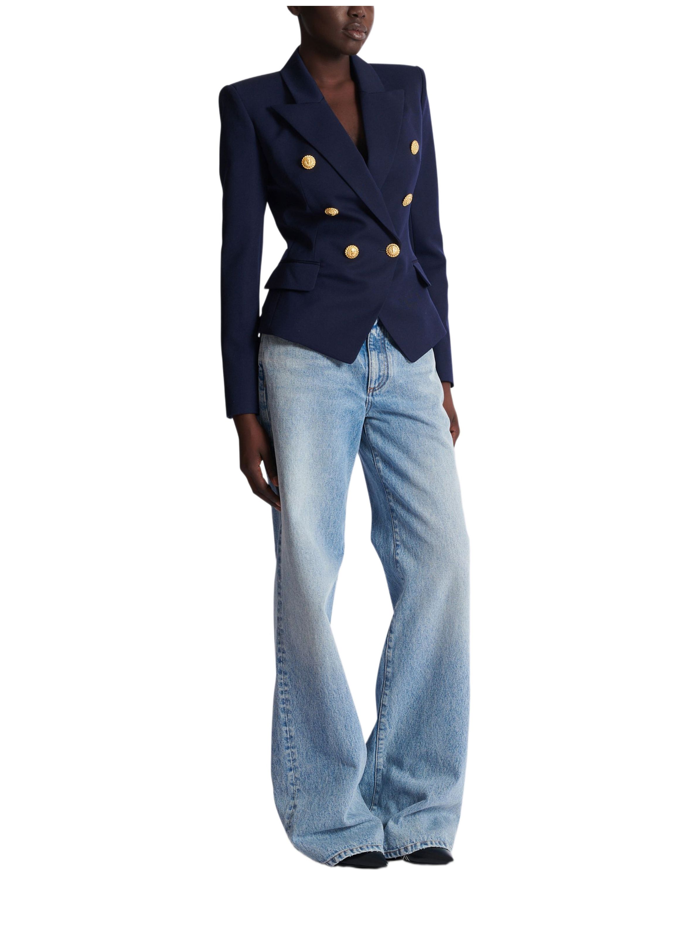 Veste 6 boutons ajustée en laine BALMAIN Bleu