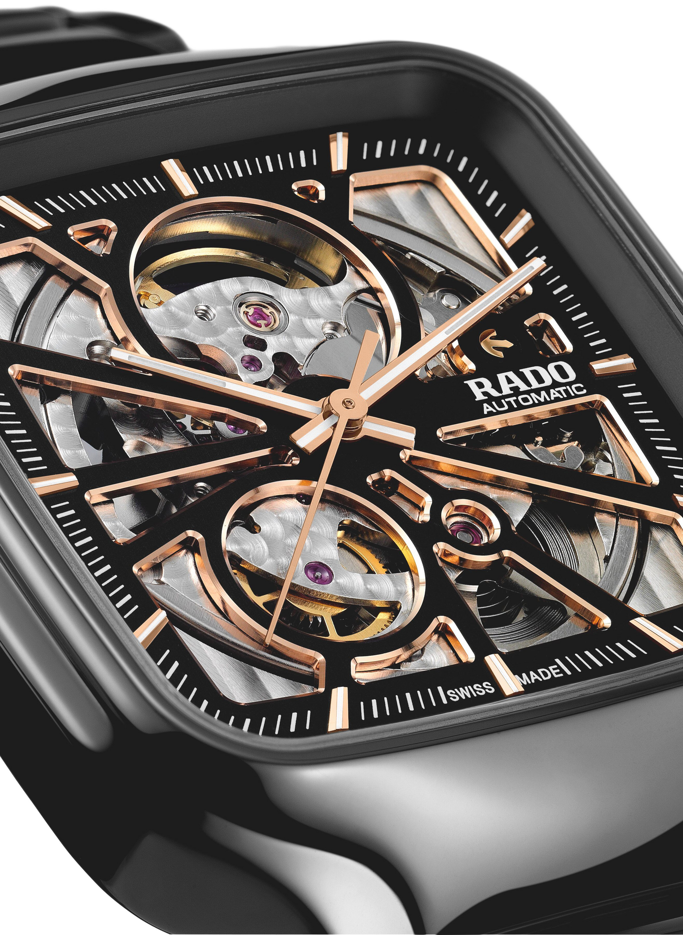 Montre automatique True Square en céramique RADO Blanc
