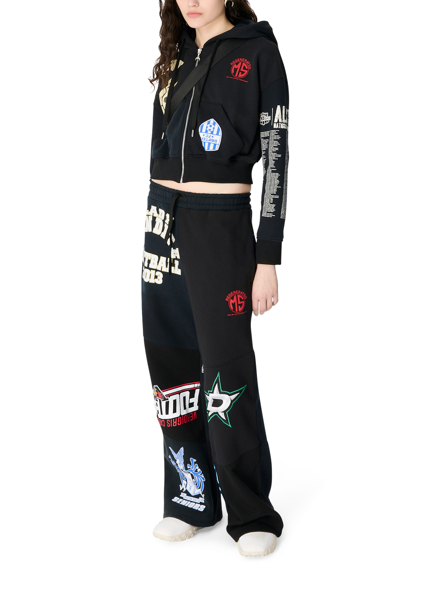 Grafische geregenereerde joggingbroek van uniseks jersey MARINE SERRE Zwart