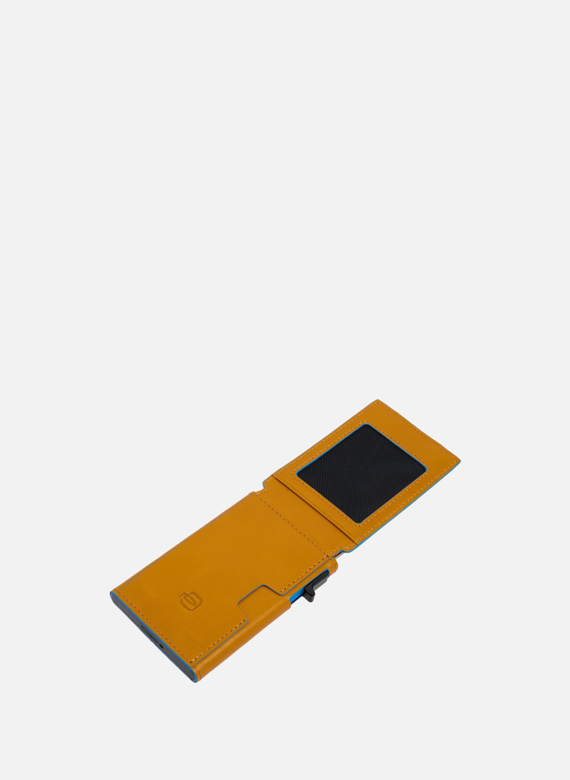 Porte-cartes automatique avec porte-dni rabattable PIQUADRO Jaune