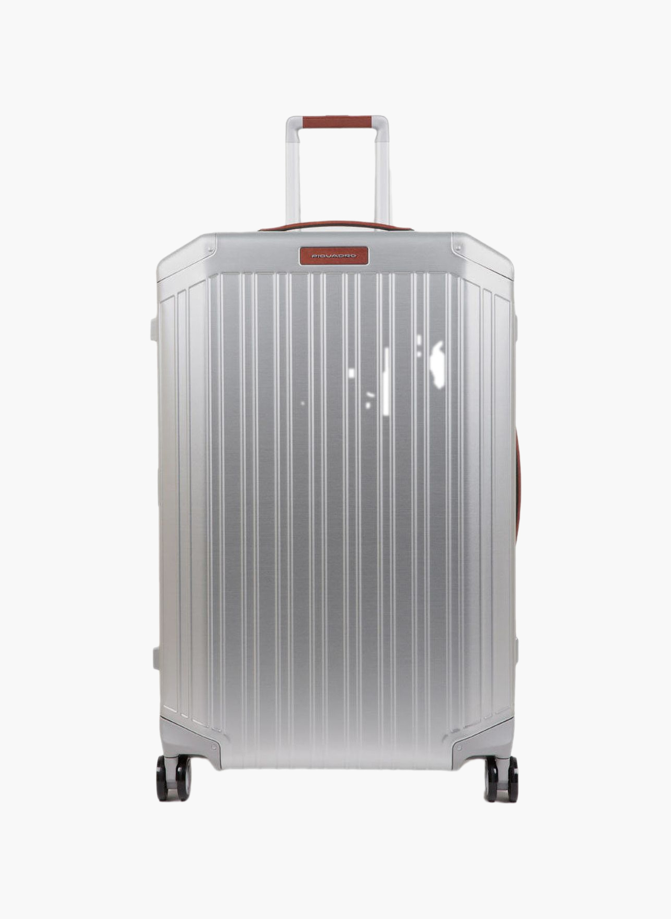 Large aluminum 4-wheel check-in luggage with tsa lock PIQUADRO Grey