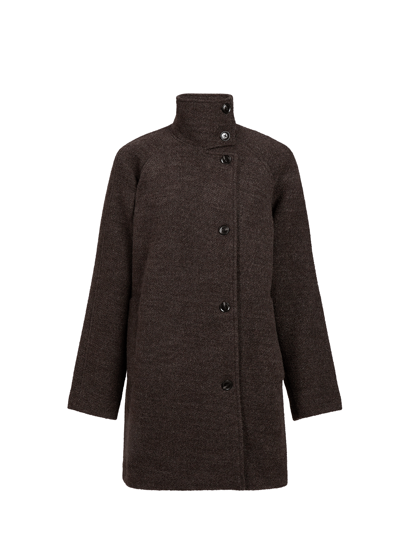 Straight jacket with high collar in blended wool SAMSOE SAMSOE Brown