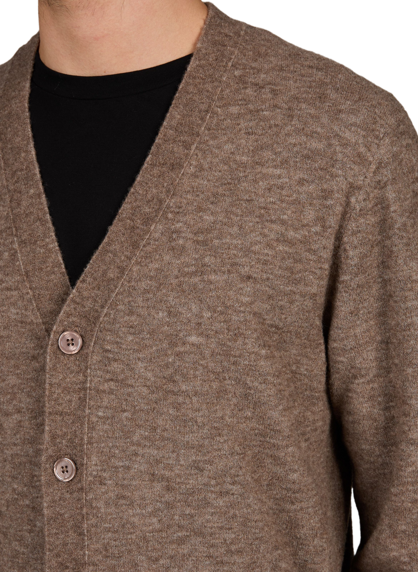 Ruim gebreid vest met V-hals in effen gemengde wol NN.07 Beige