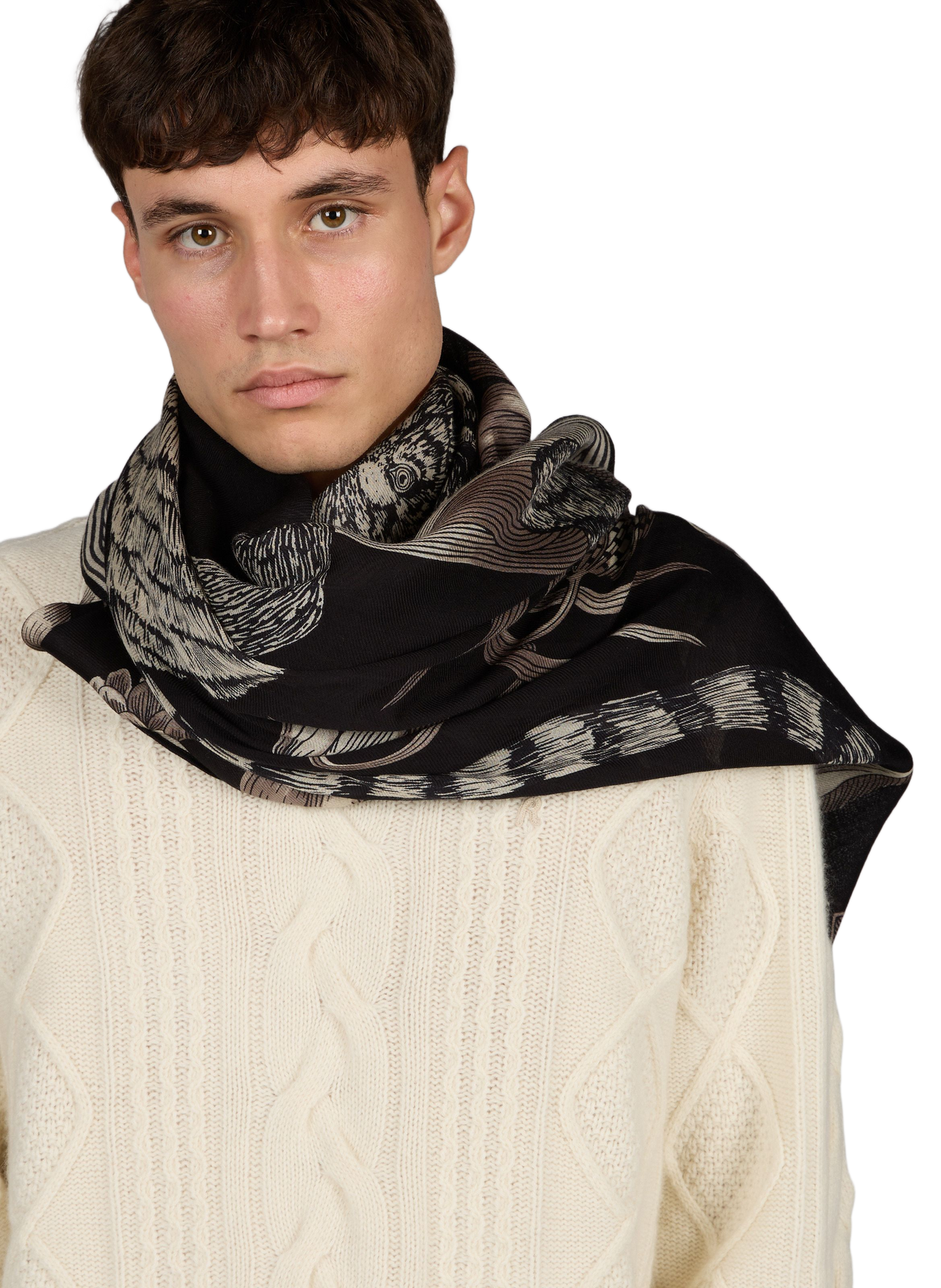 Bedrucktes Wolltuch INOUI EDITIONS Schwarz