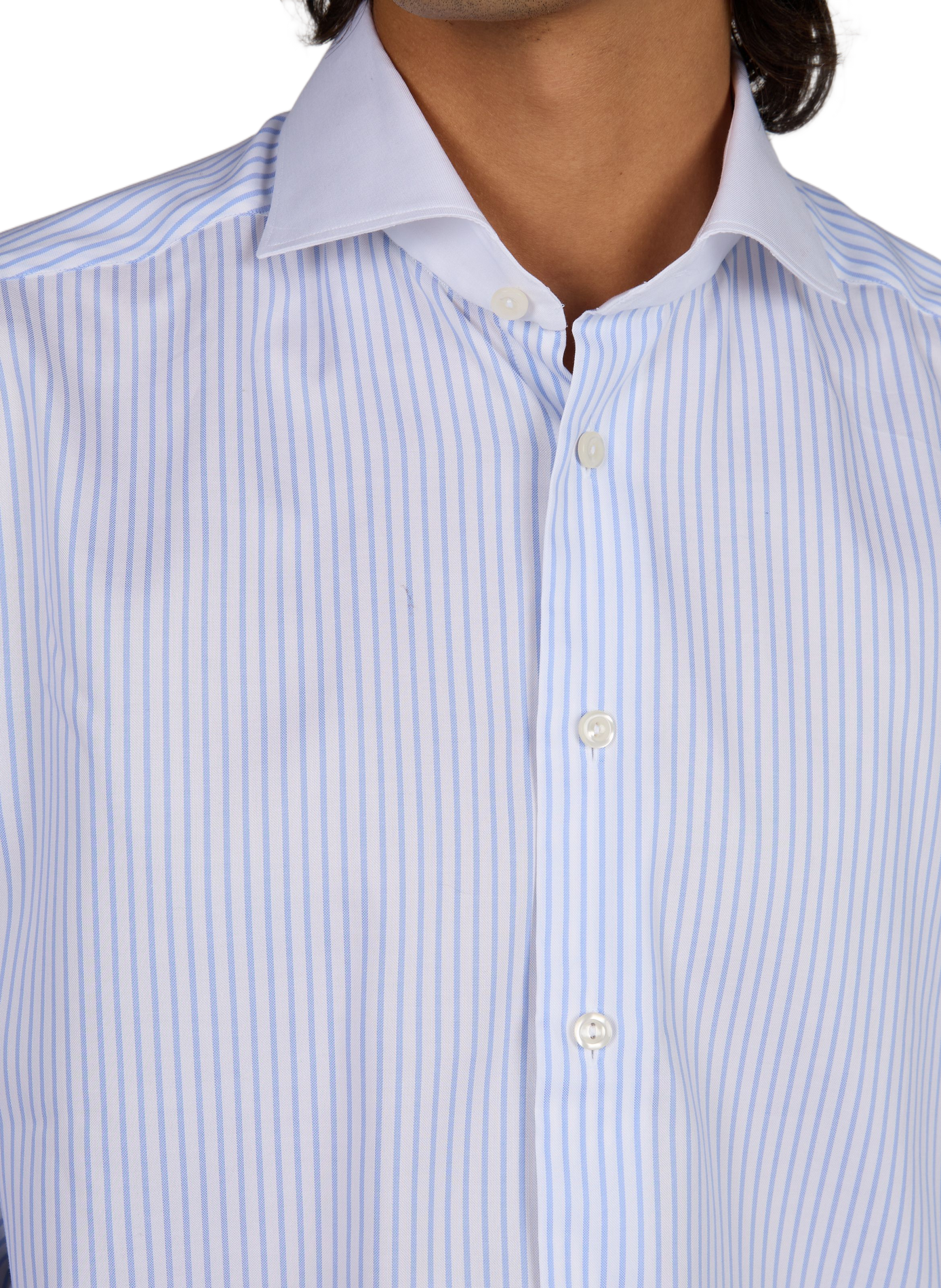 Chemise droite rayée en coton ETON Bleu