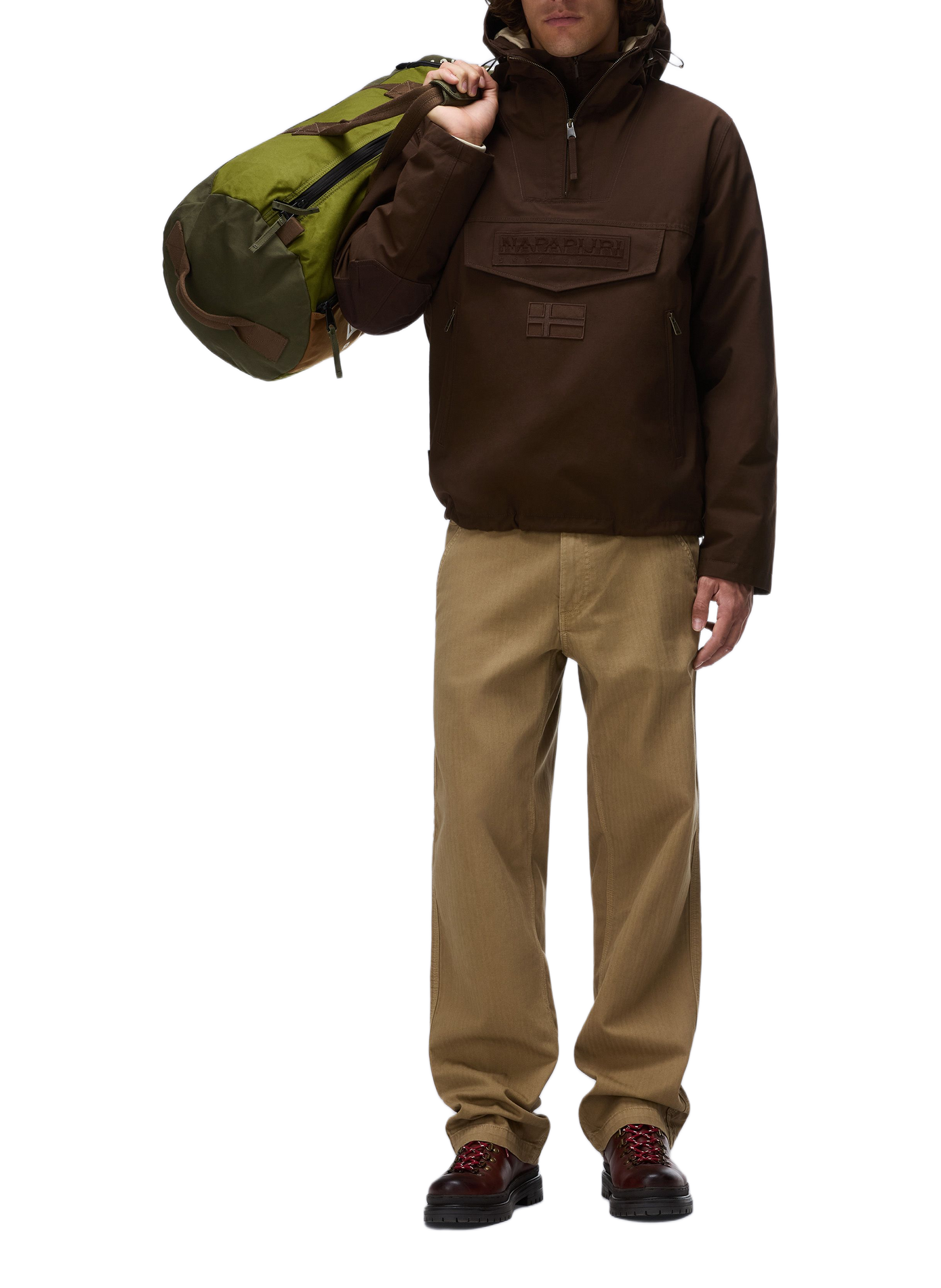 Plain oversized hooded parka NAPAPIJRI Brown