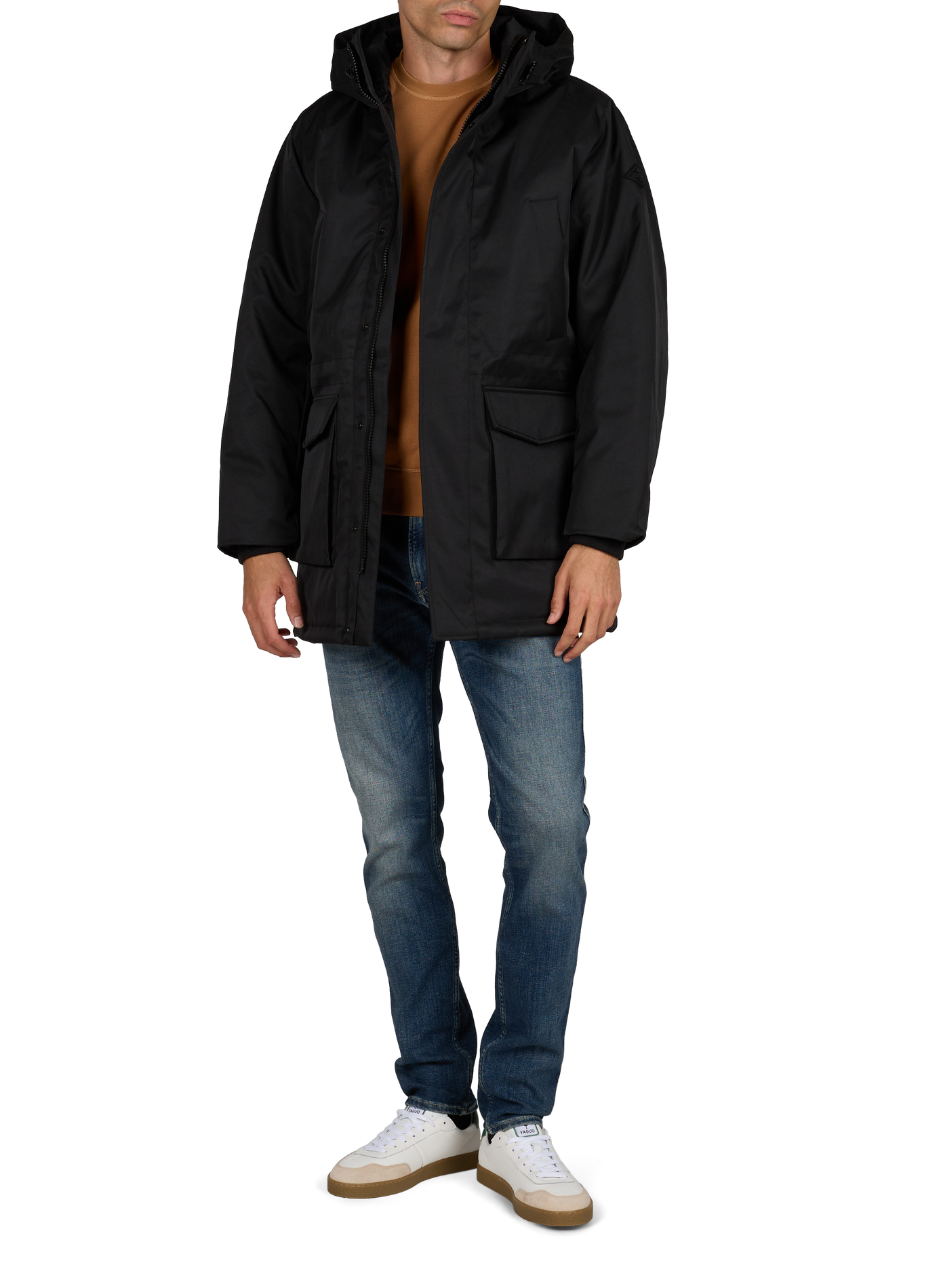 Parka à capuche droite unie REPLAY Noir