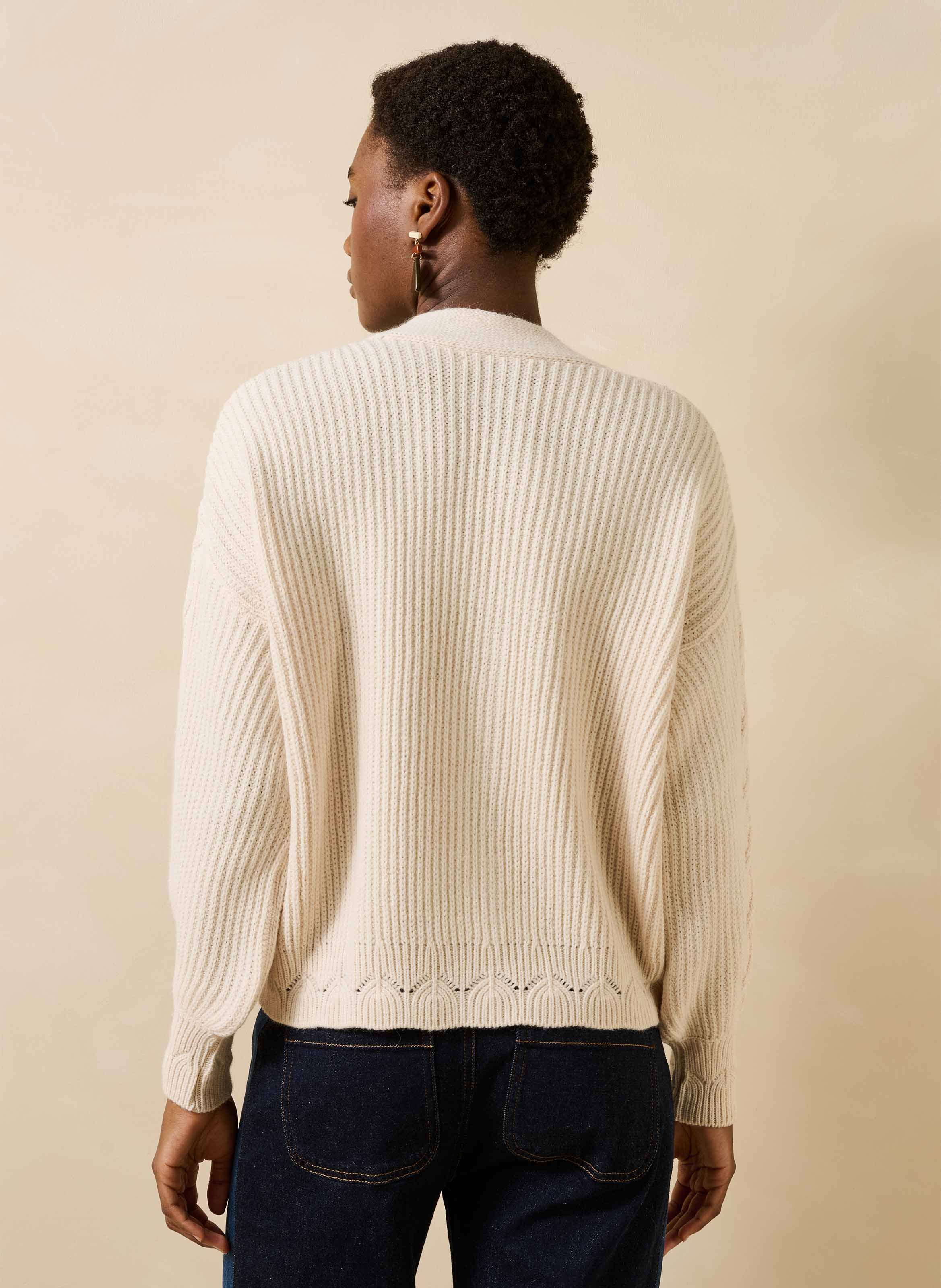 Losvallend vest met V-hals LA FEE MARABOUTEE Wit