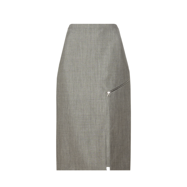Alexander Mcqueen Pencil Skirt With Zipped Slit In Grey