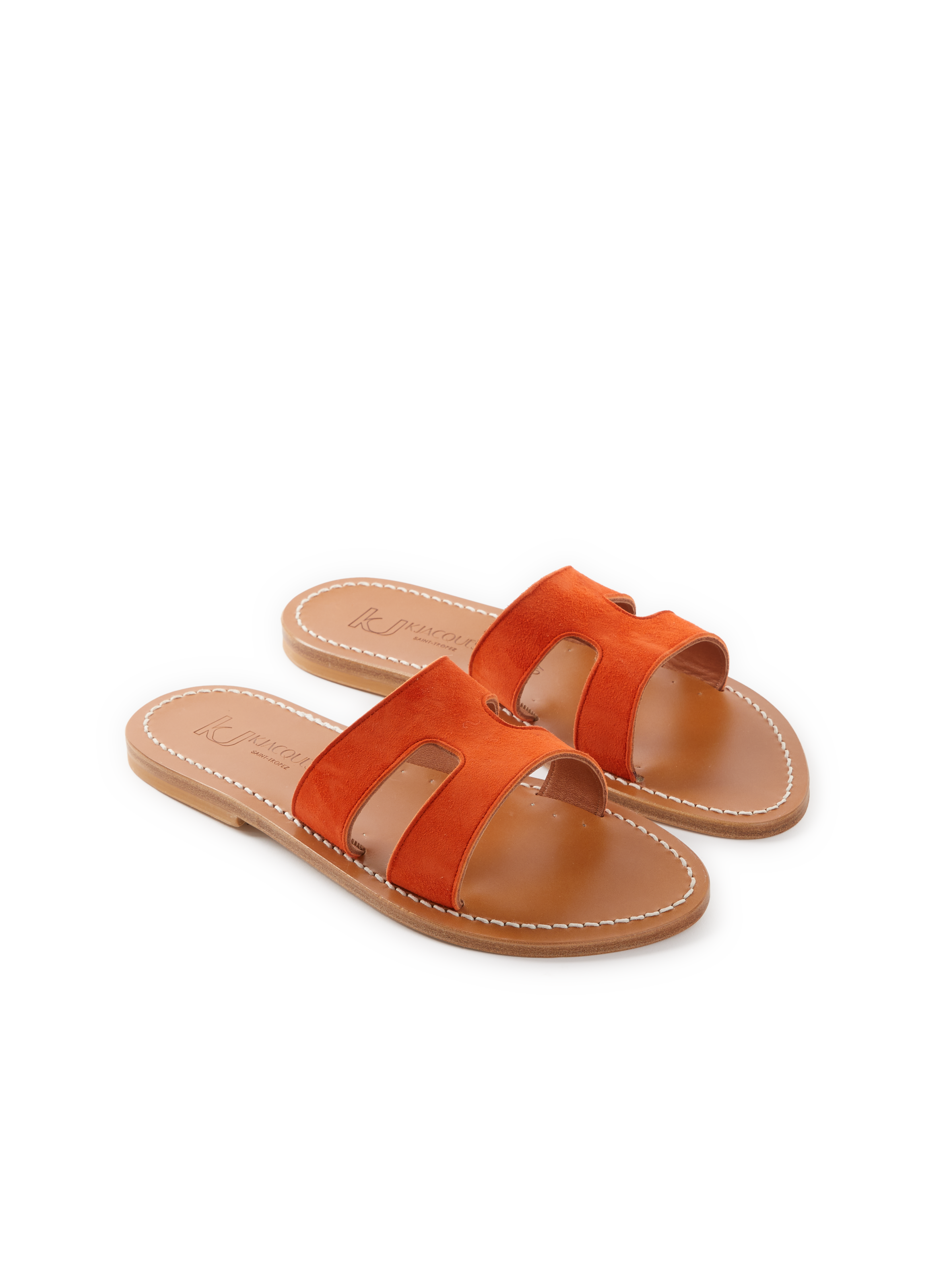 Sandales plates en cuir K. JACQUES Orange