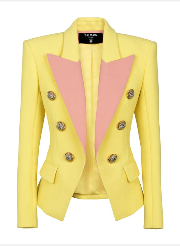 Veste bicolore 6boutons en double crêpe Jaune by BALMAIN BALMAIN Veste bicolore 6boutons en double crêpe Jaune