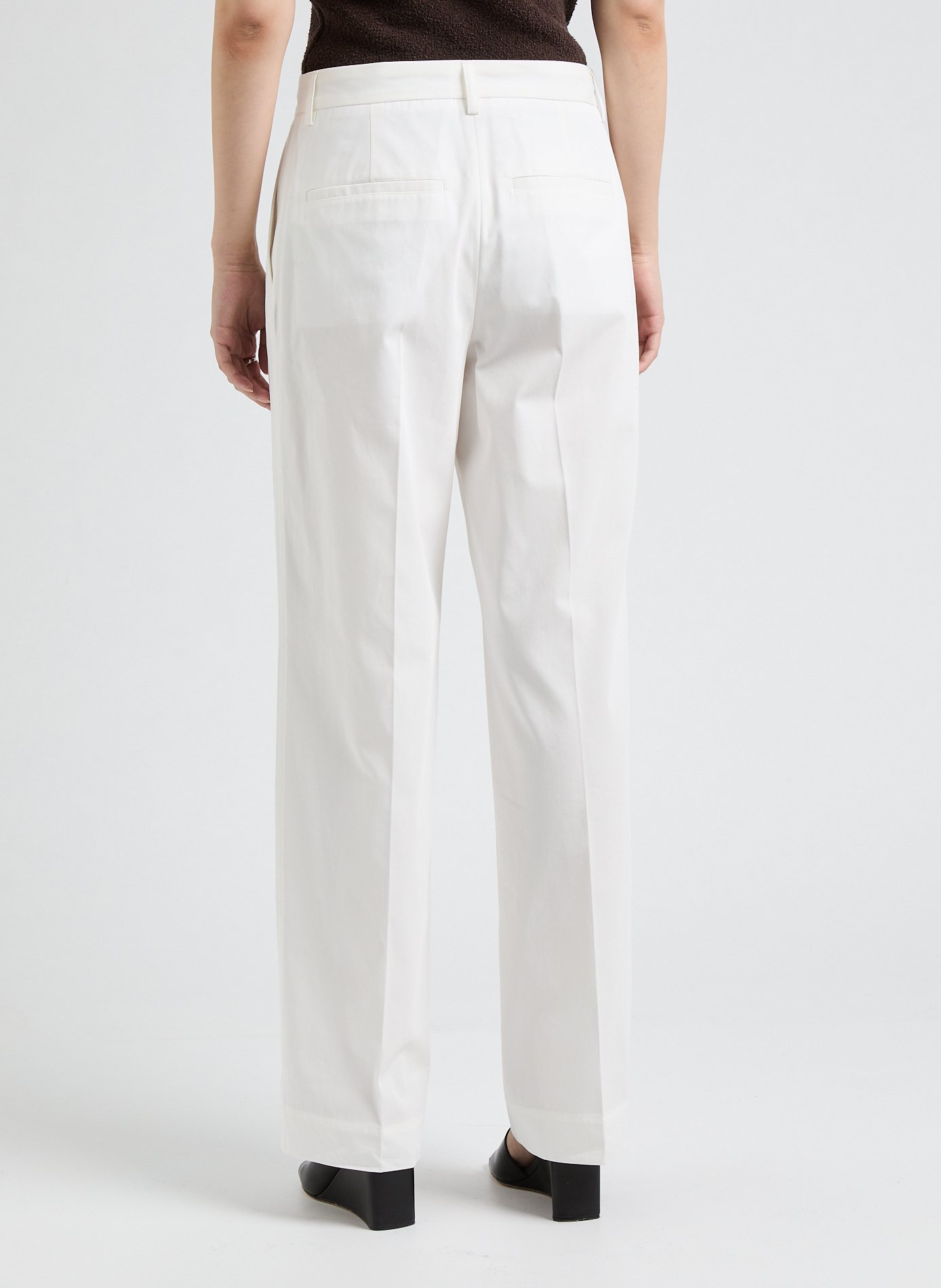 Pantalon droit en coton Blanc