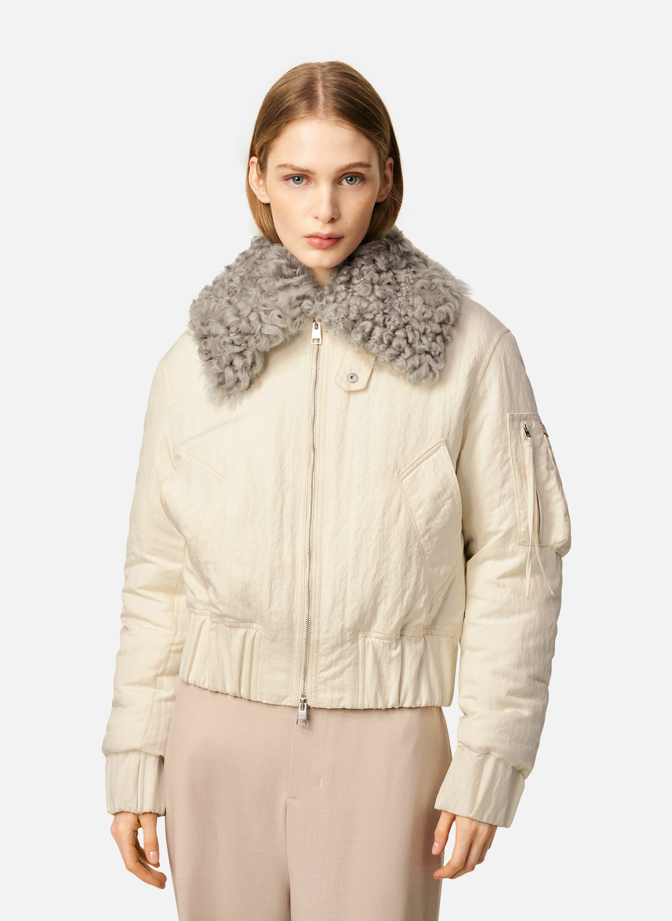 Bomber rembourré en nylon unisexe AMI PARIS Blanc