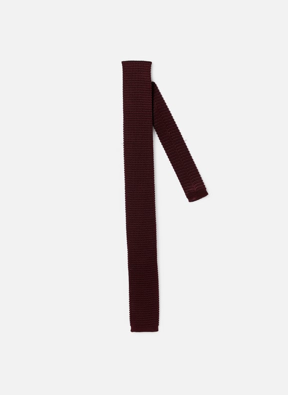 Straight knitted silk tie Red by AU PRINTEMPS PARIS AU PRINTEMPS PARIS Straight knitted silk tie Red