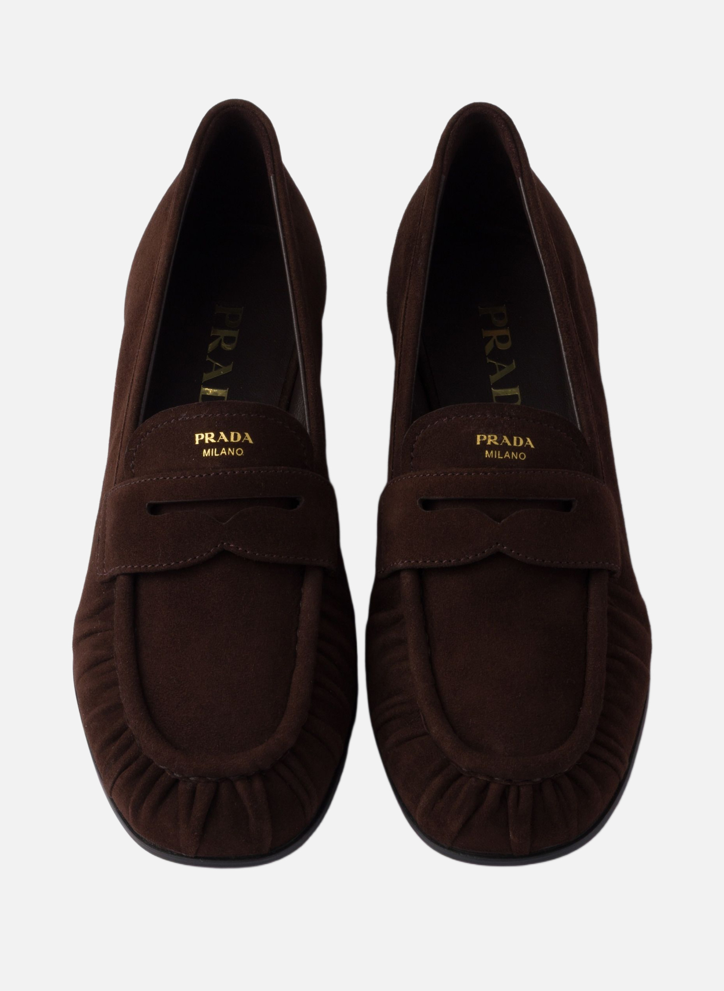 Mocassins en veau velours PRADA Marron