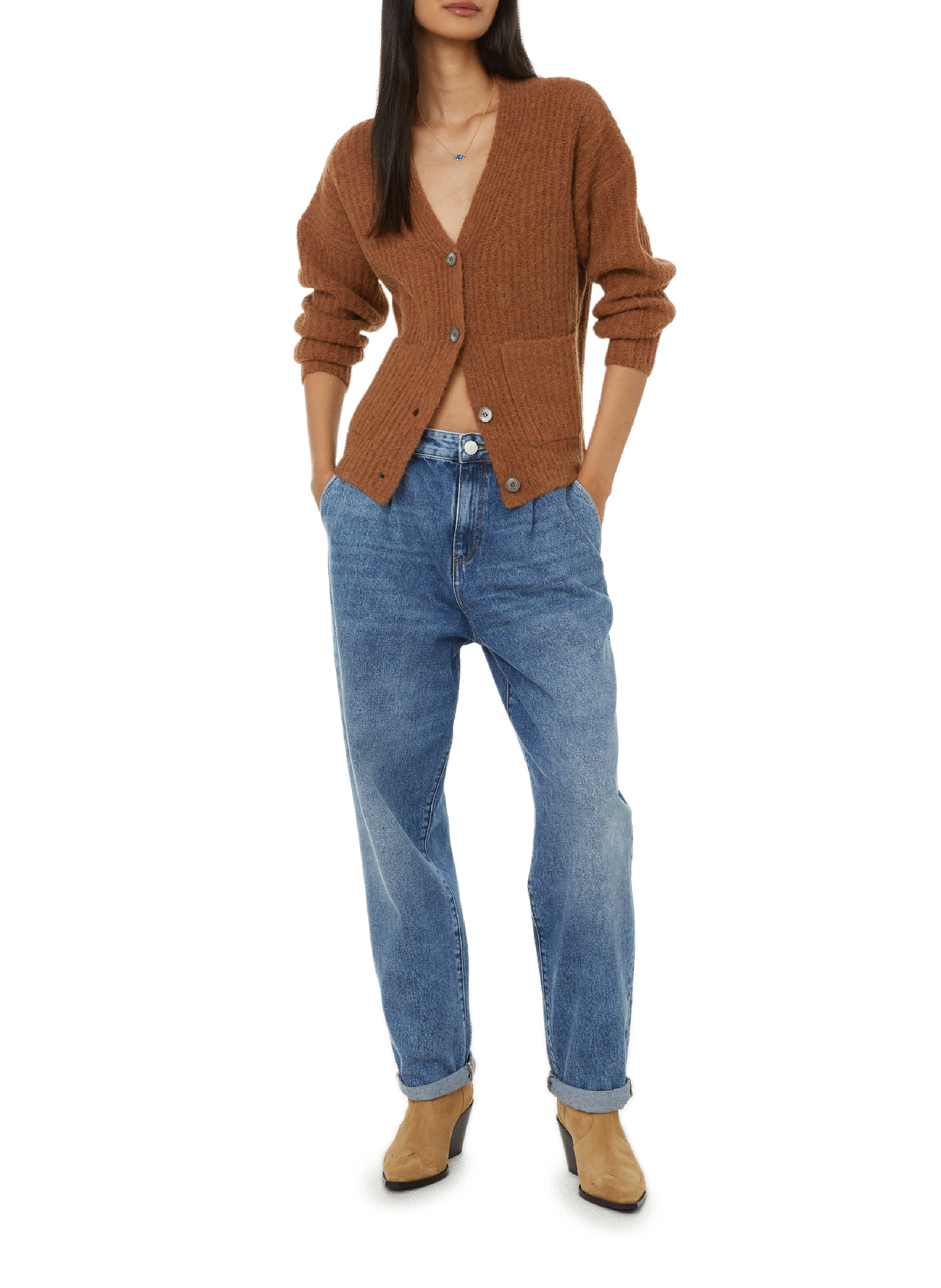 Cardigan en laine LEON & HARPER Marron