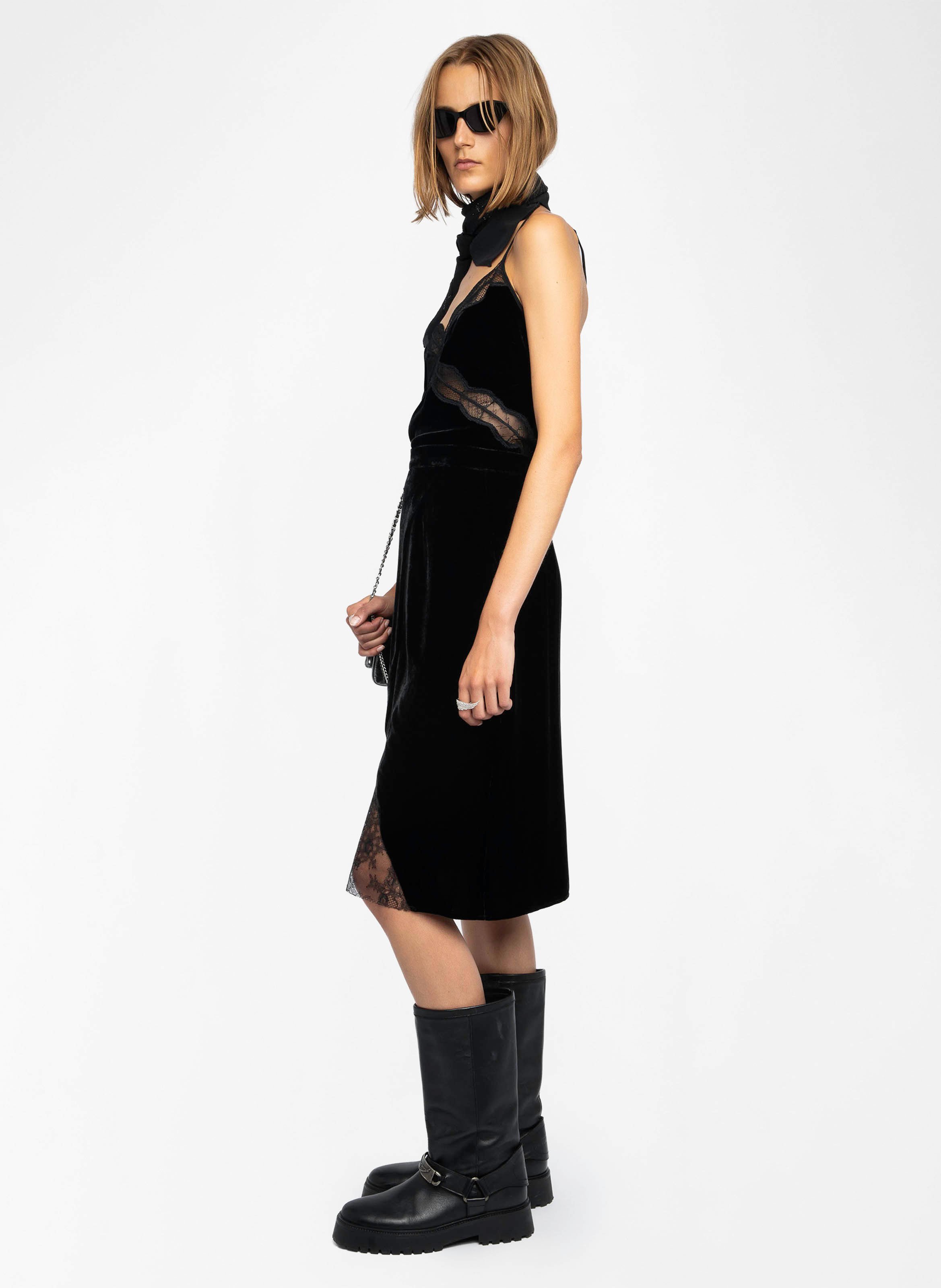 Jupe droite midi en velours julen ZADIG&VOLTAIRE Noir