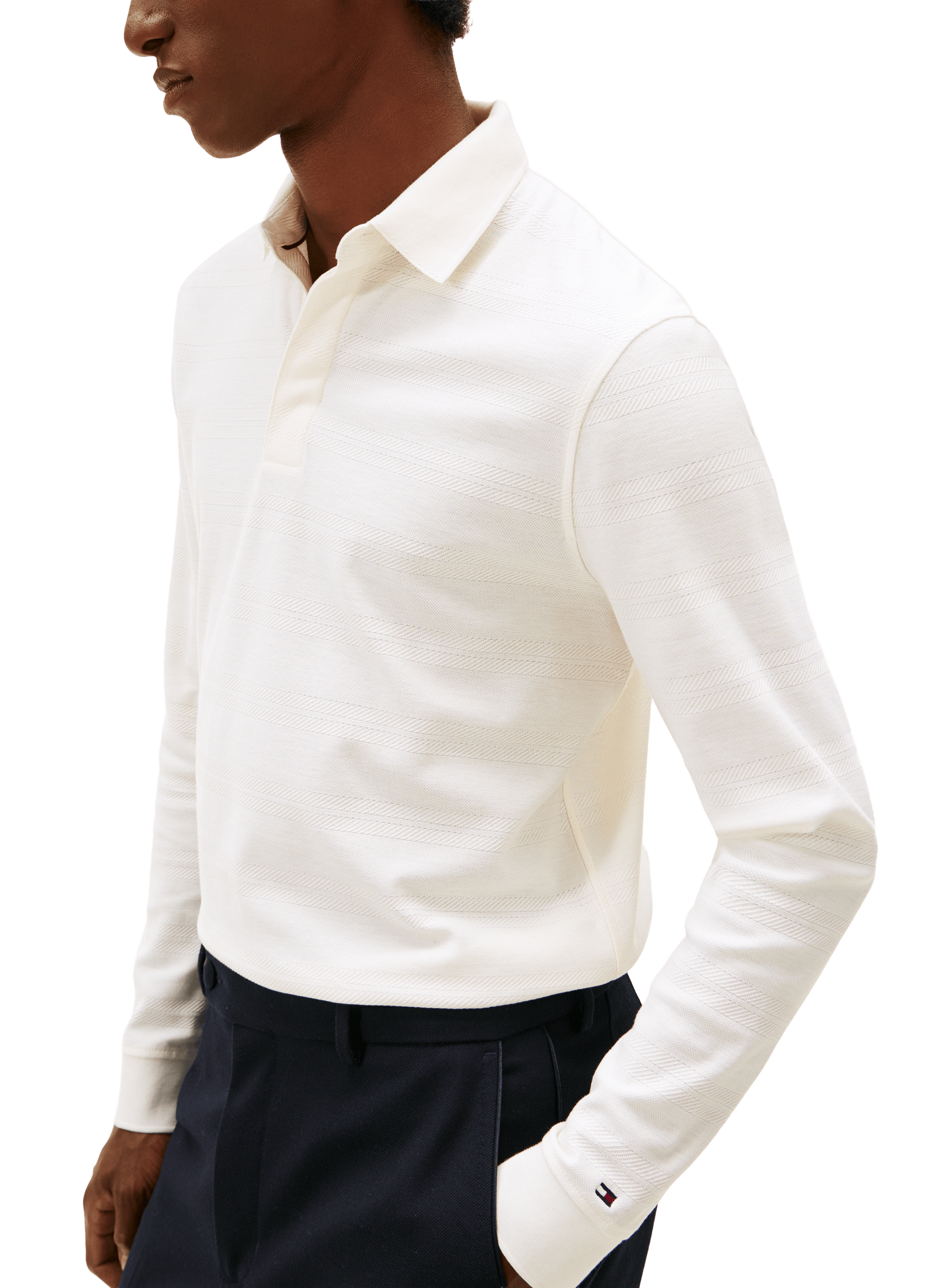 Long-sleeved cotton polo with details TOMMY HILFIGER Beige