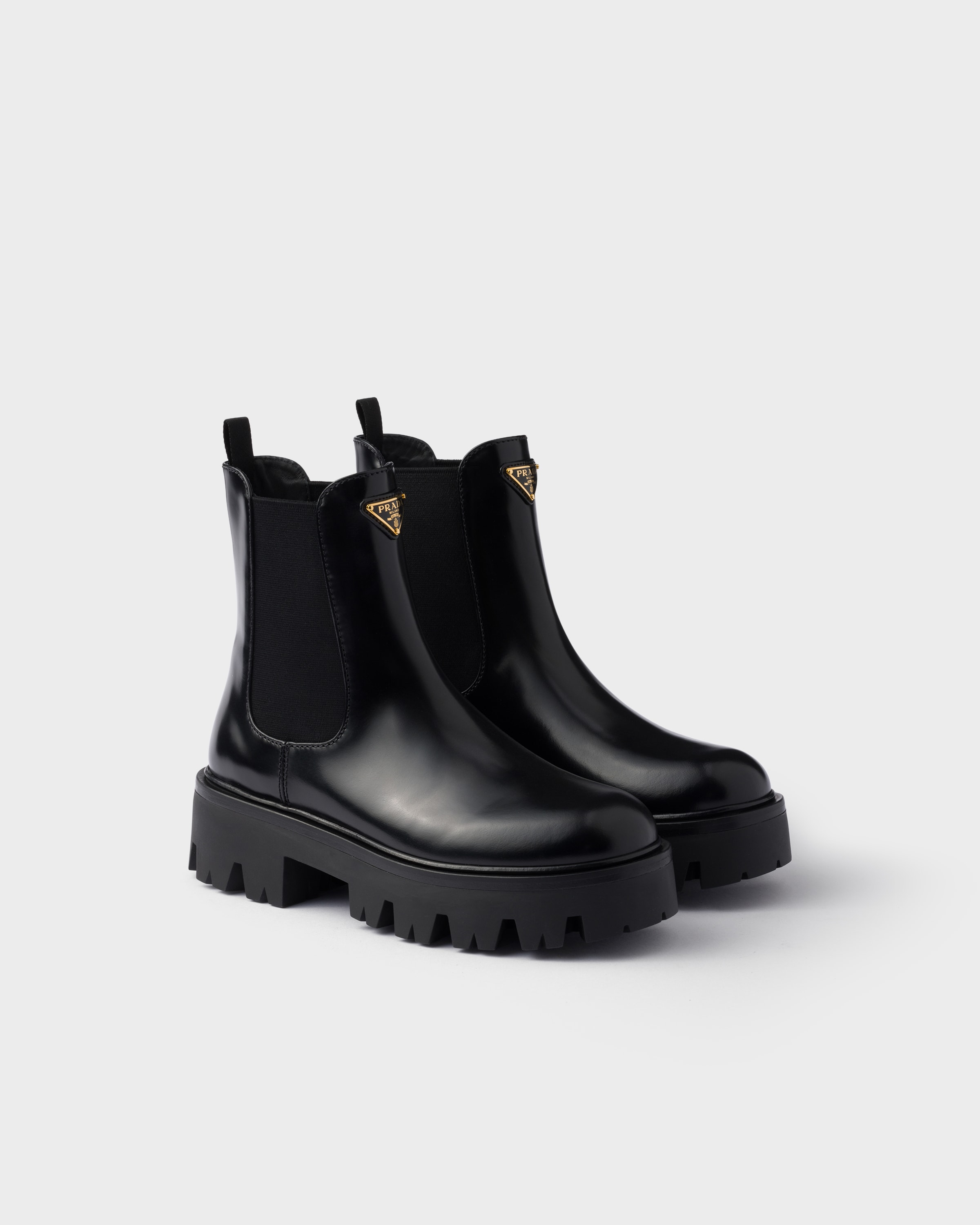 Bottines en cuir brossé PRADA Noir