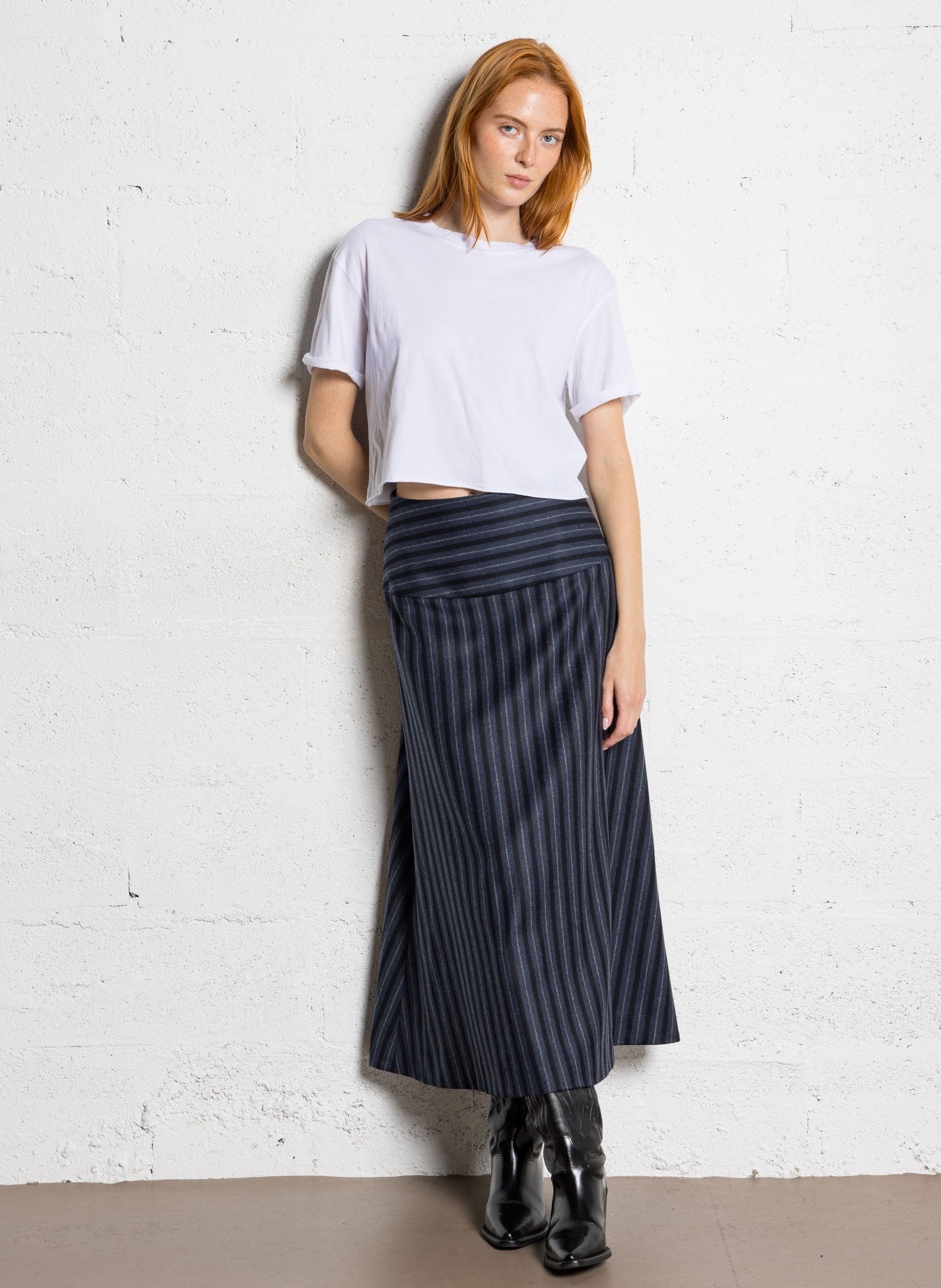 Tee-shirt court droit col rond en coton Apoly AMERICAN VINTAGE Blanc