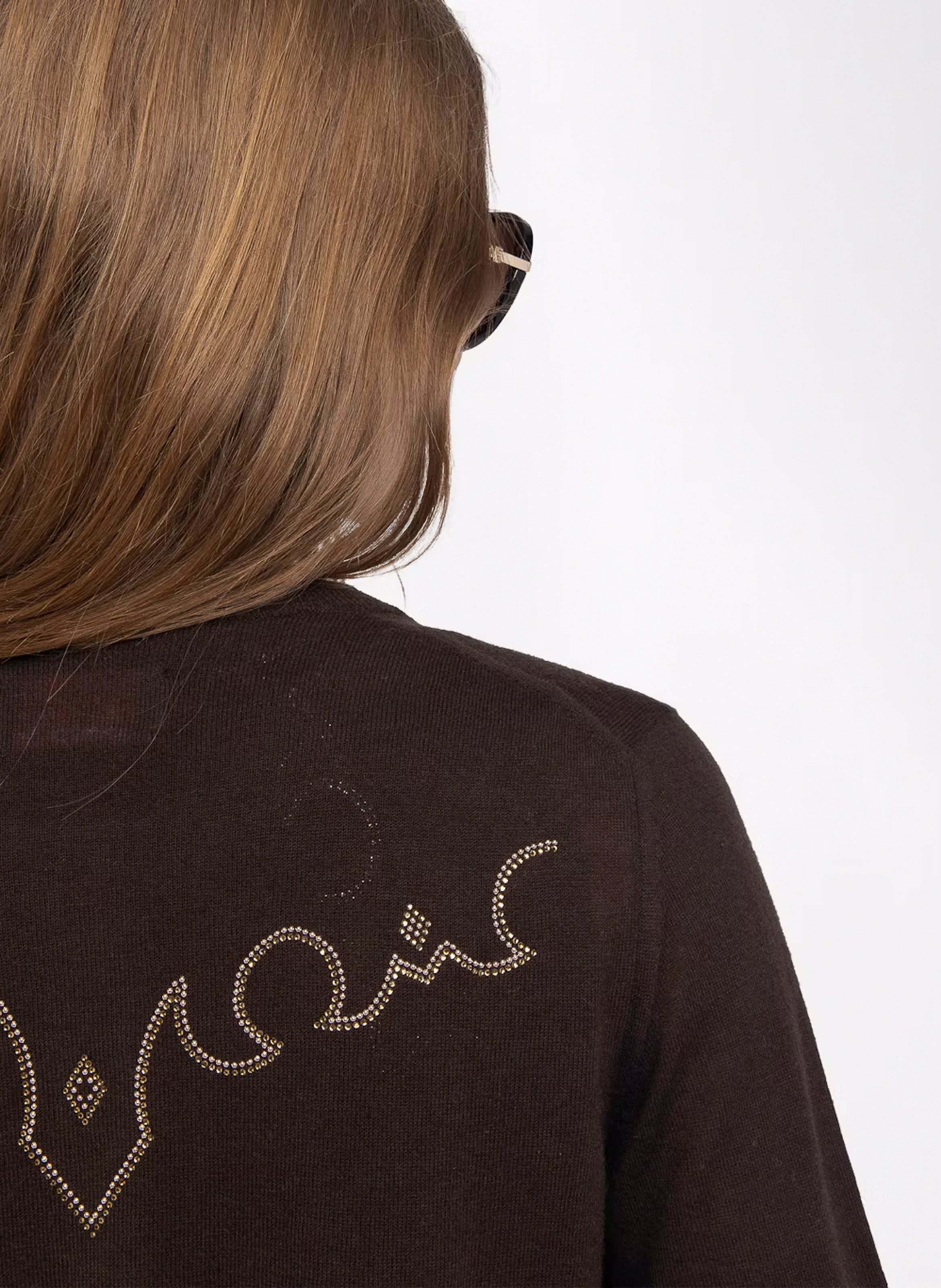 Cardigan boutonné avec strass en cachemire missya ZADIG&VOLTAIRE Marron