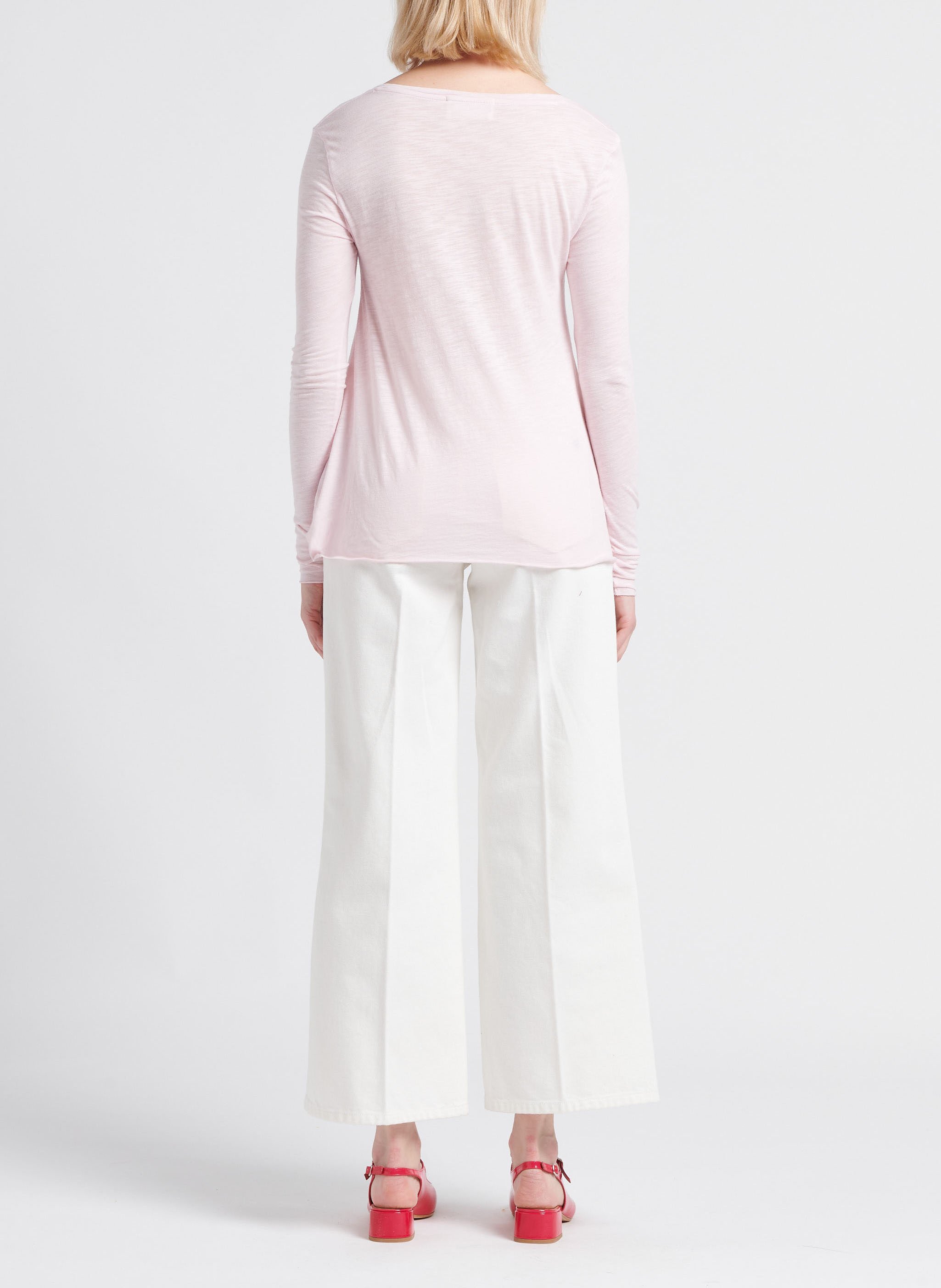 Tee-shirt à col v en coton mélangé jacksonville AMERICAN VINTAGE Rose