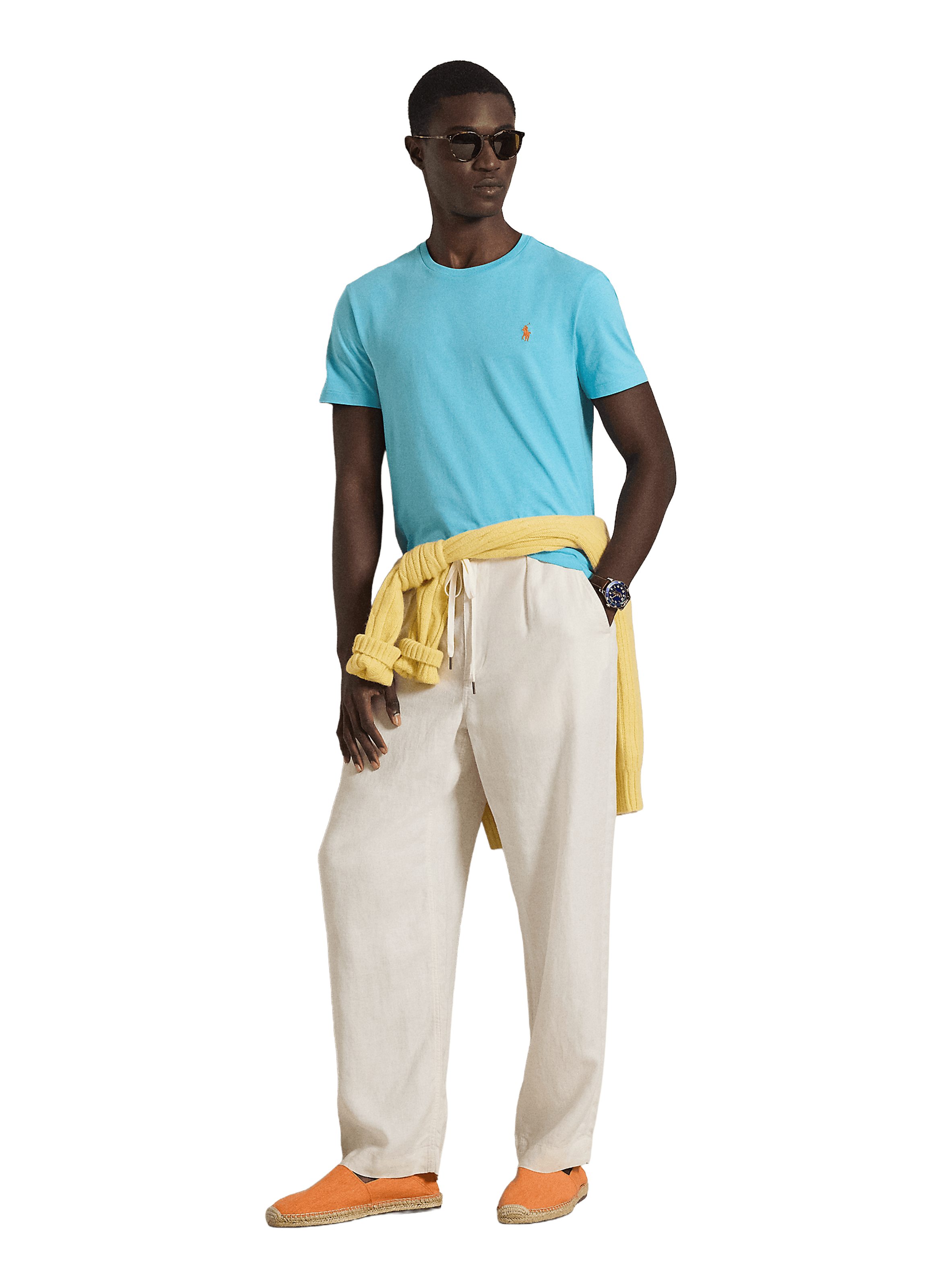 T-shirt slim en coton POLO RALPH LAUREN Bleu