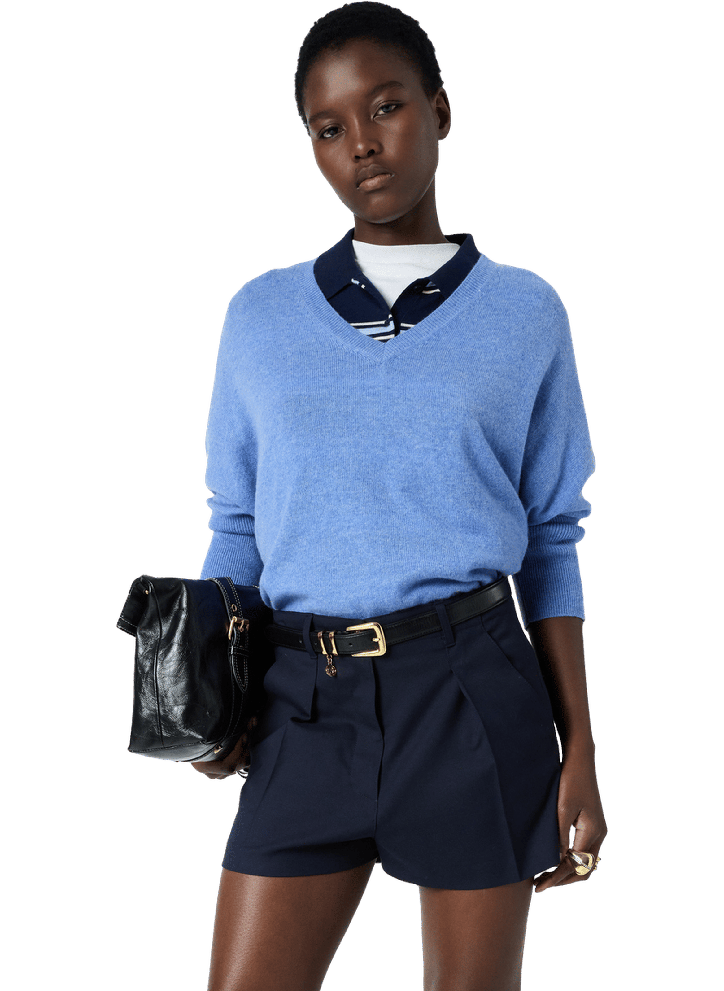 Pull ample à col v en cachemire - lenae GERARD DAREL Bleu