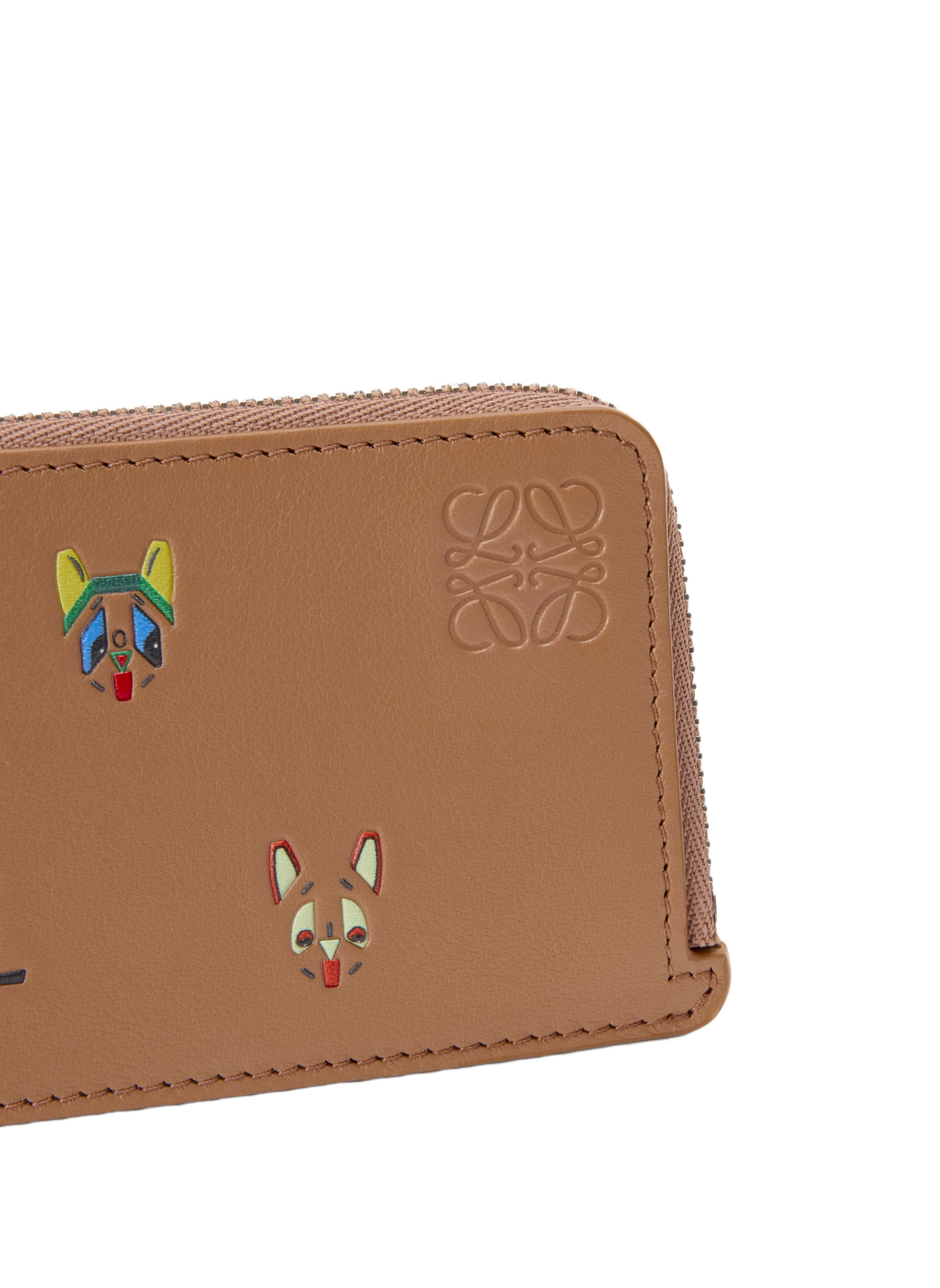 LOEWE x Louis Wain - Porte-cartes et monnaie Cats en cuir de veau classique LOEWE Marron