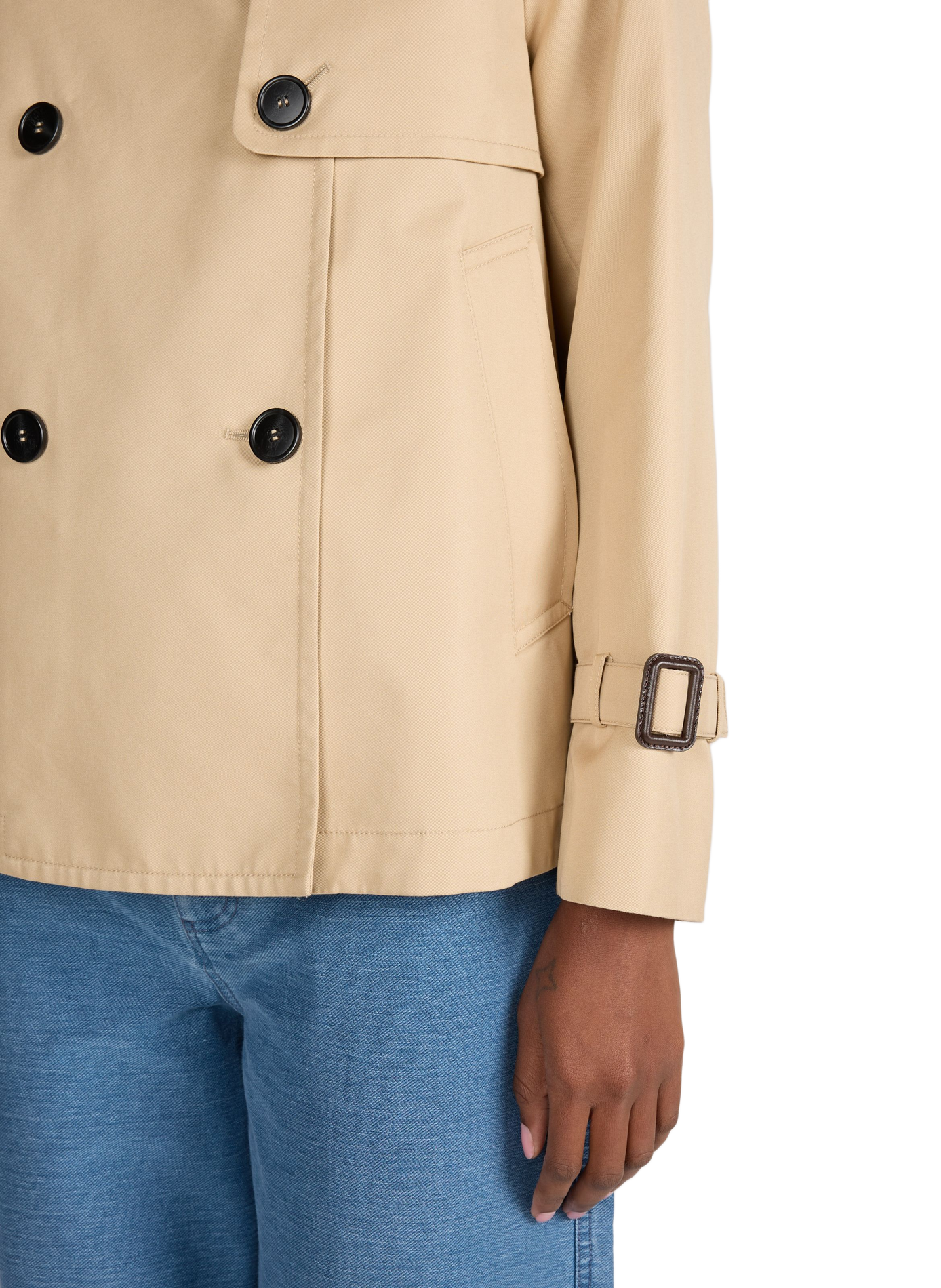 Flared plain mixed cotton raincoat WEEK END Beige
