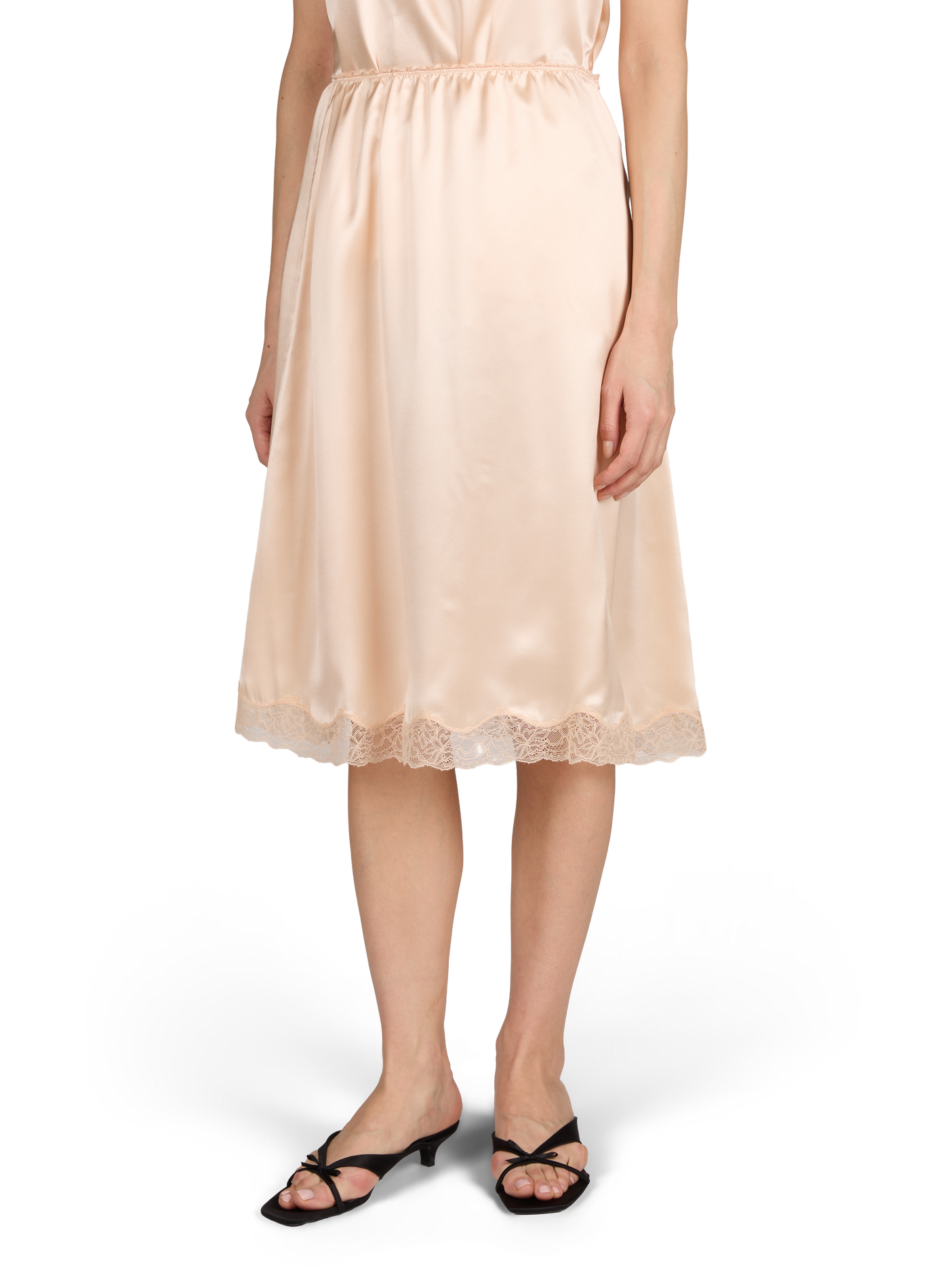 Midi satin skirt with silk lace trim MAGDA BUTRYM Orange